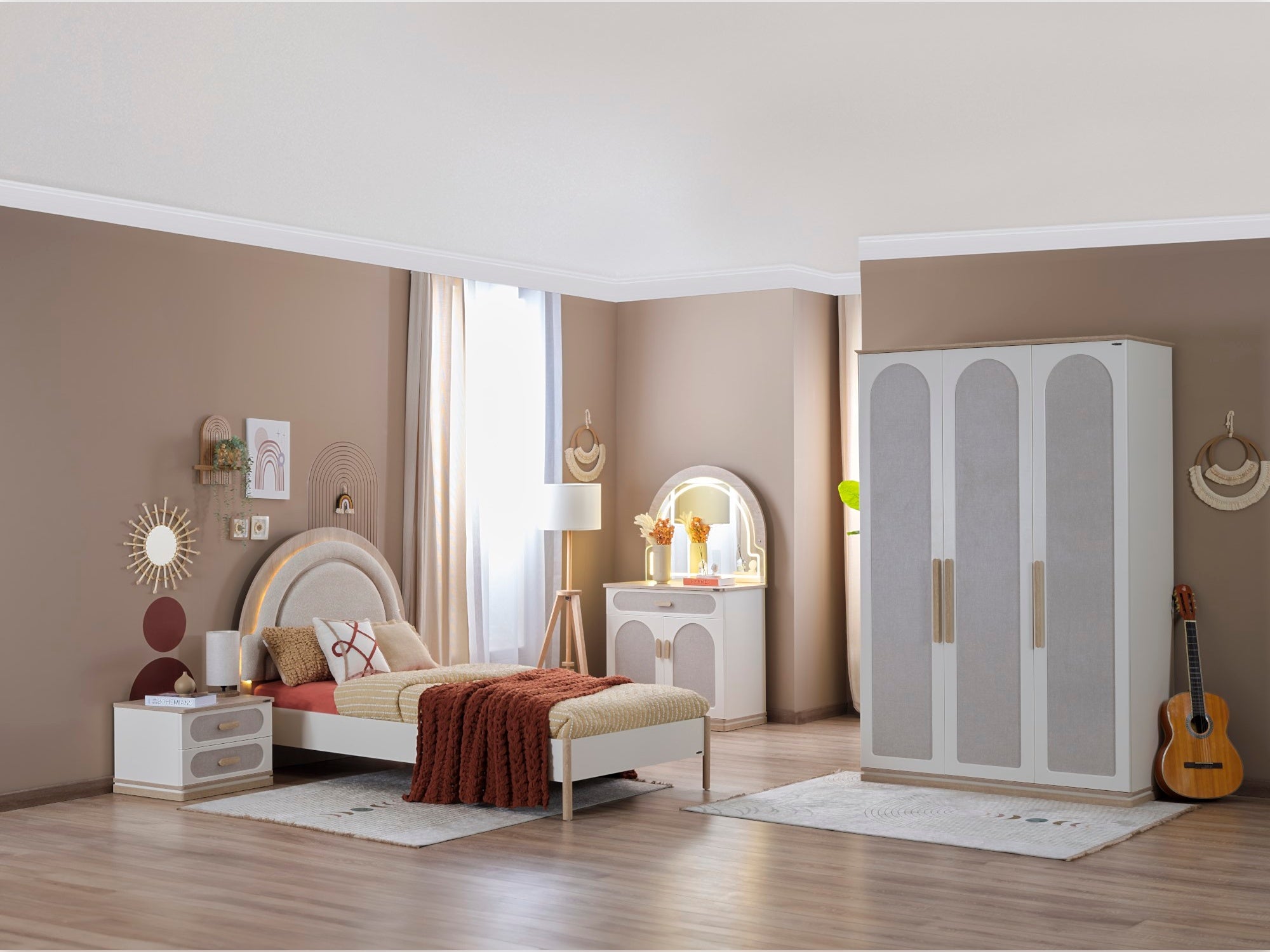 Mosso Kids Room Set (Twin Bed & Study Desk & Nightstand)