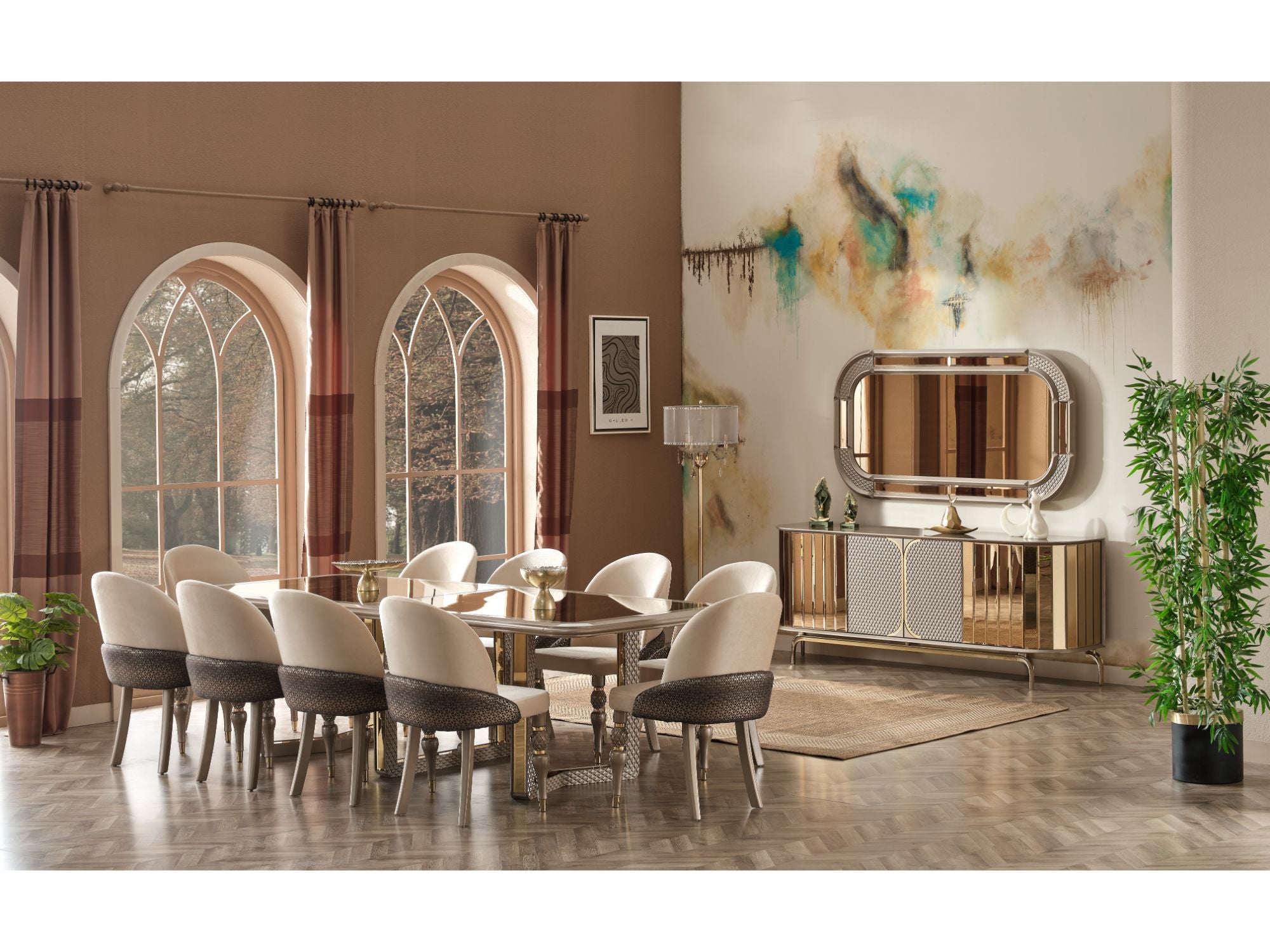 Madrid Diningroom (Dining Table & 6 Dining Chair & Consol With Mirror)