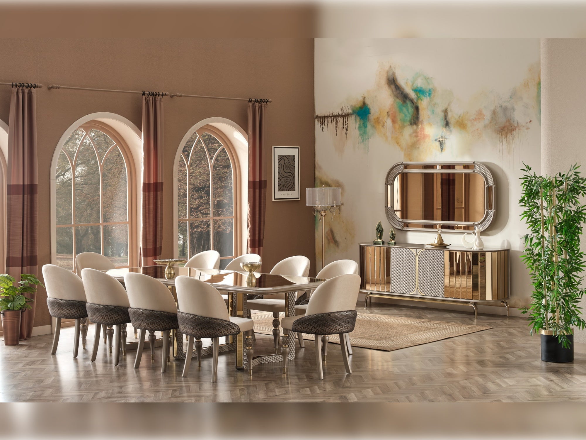 Madrid Diningroom (Dining Table & 6 Dining Chair & Consol With Mirror)