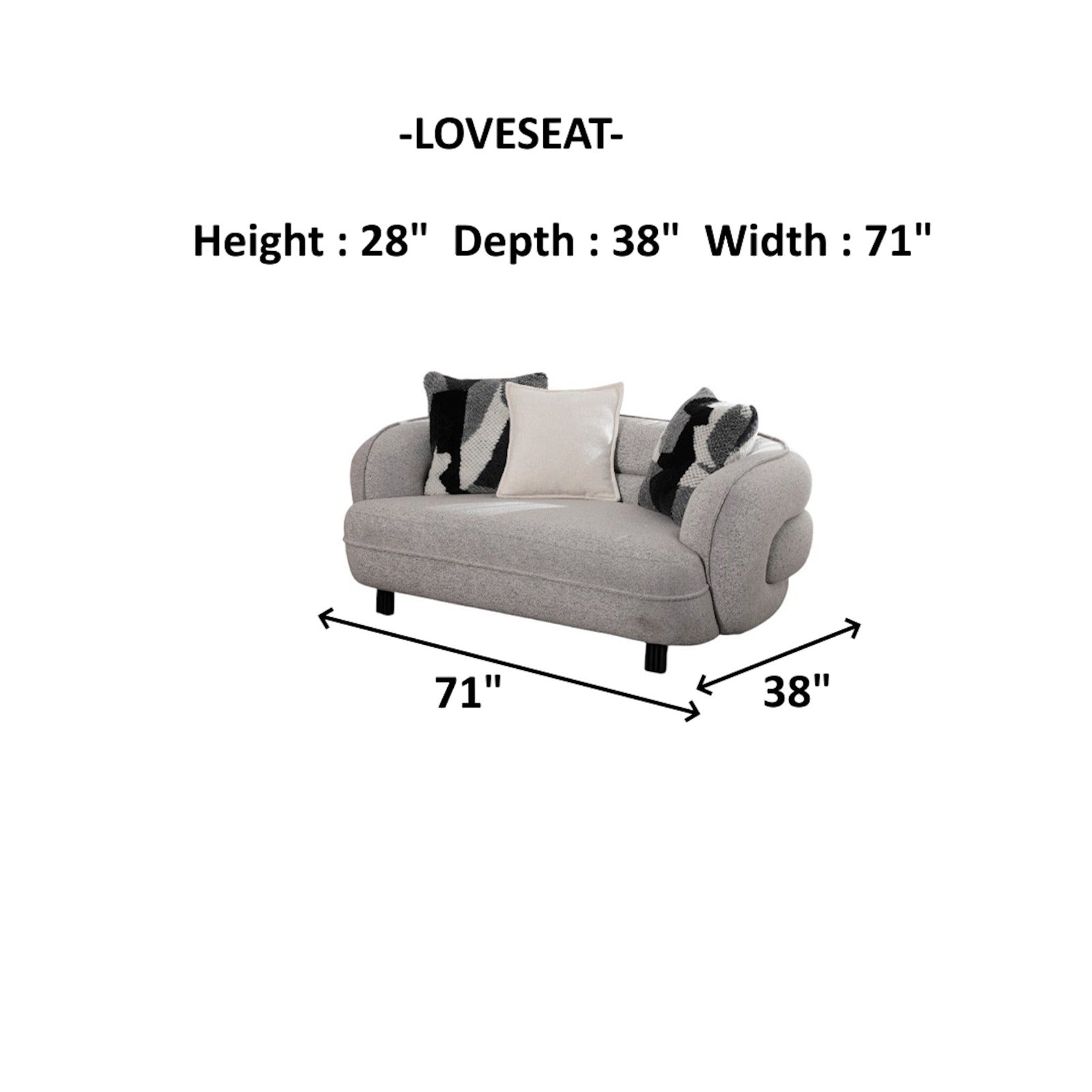 Marsilya Stationary Loveseat Grey