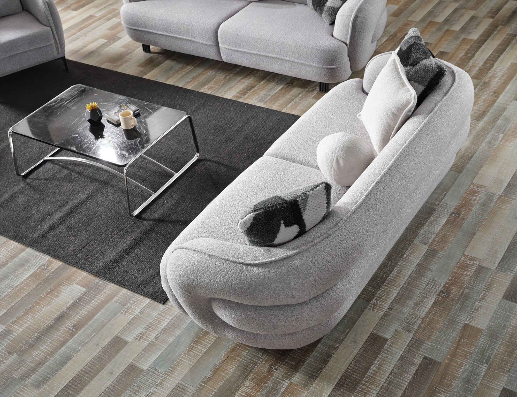 Marsilya Stationary Livingroom (2 Sofa & 2 Chair) Grey