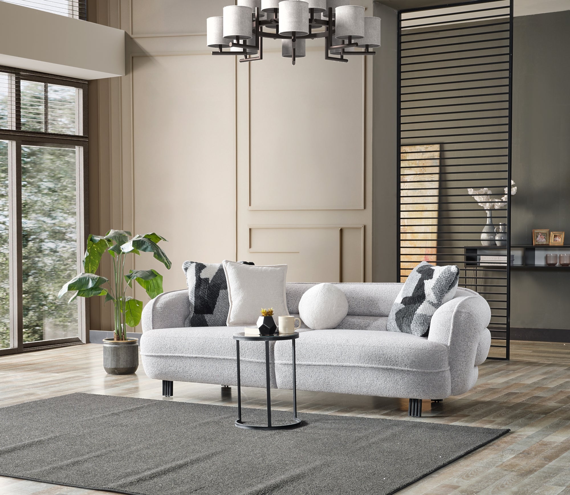 Marsilya Stationary Livingroom (2 Sofa & 2 Chair) Grey
