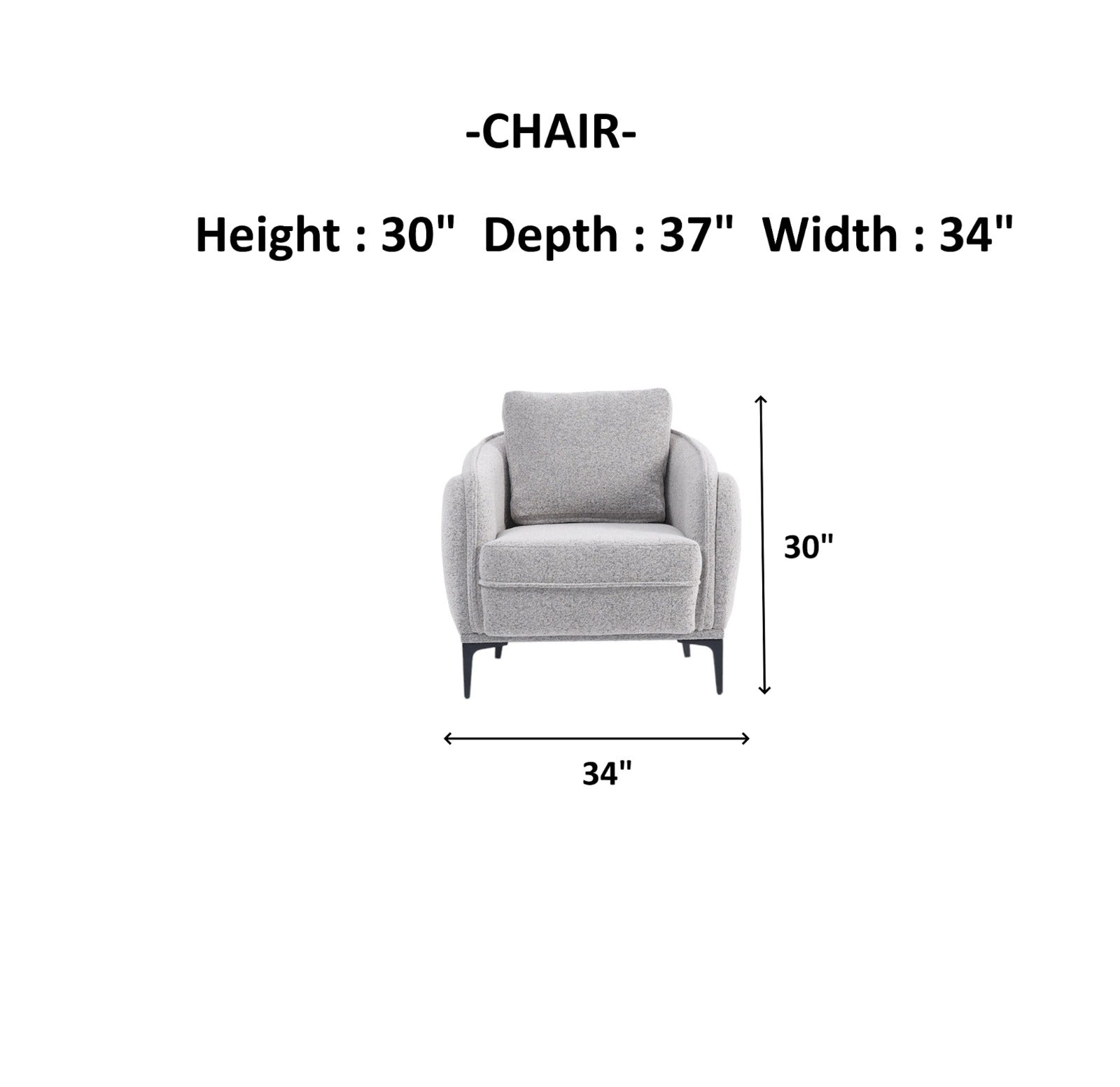 Marsilya Stationary Livingroom (2 Sofa & 2 Chair) Grey
