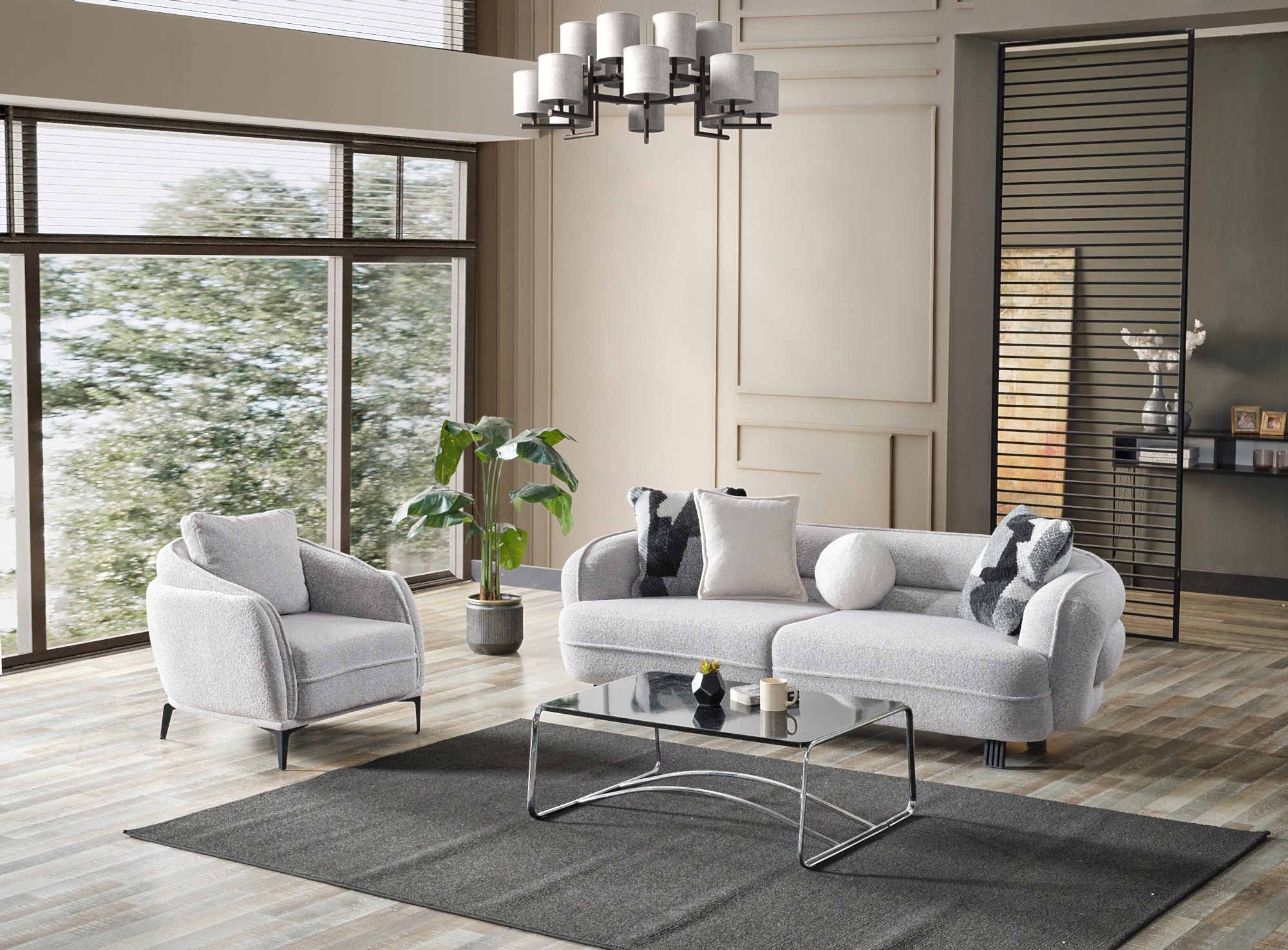 Marsilya Stationary Livingroom (2 Sofa & 2 Chair) Grey