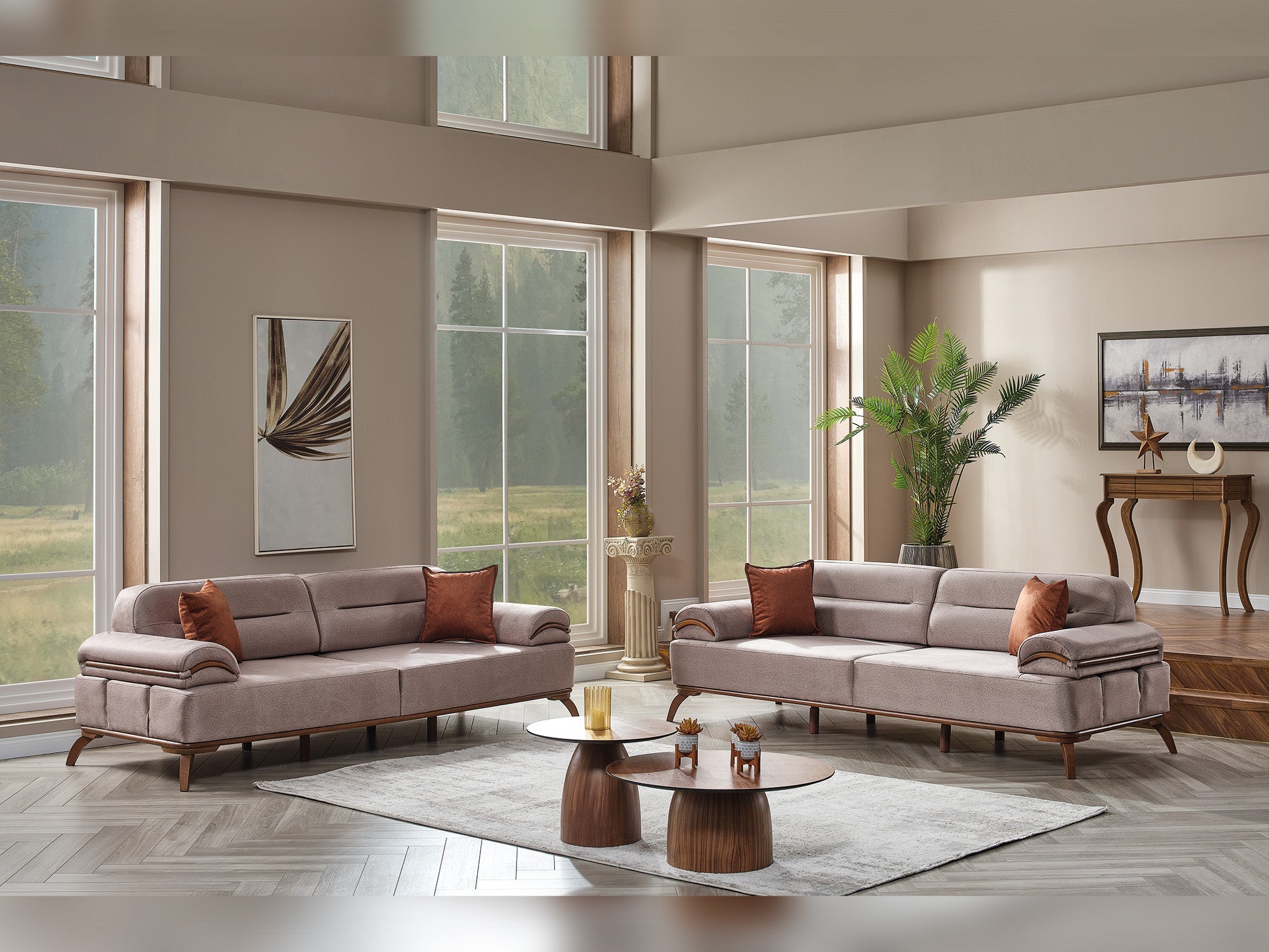 Mia 4-pieces (2 Sofa & 2 Chair) Livingroom Set Beige