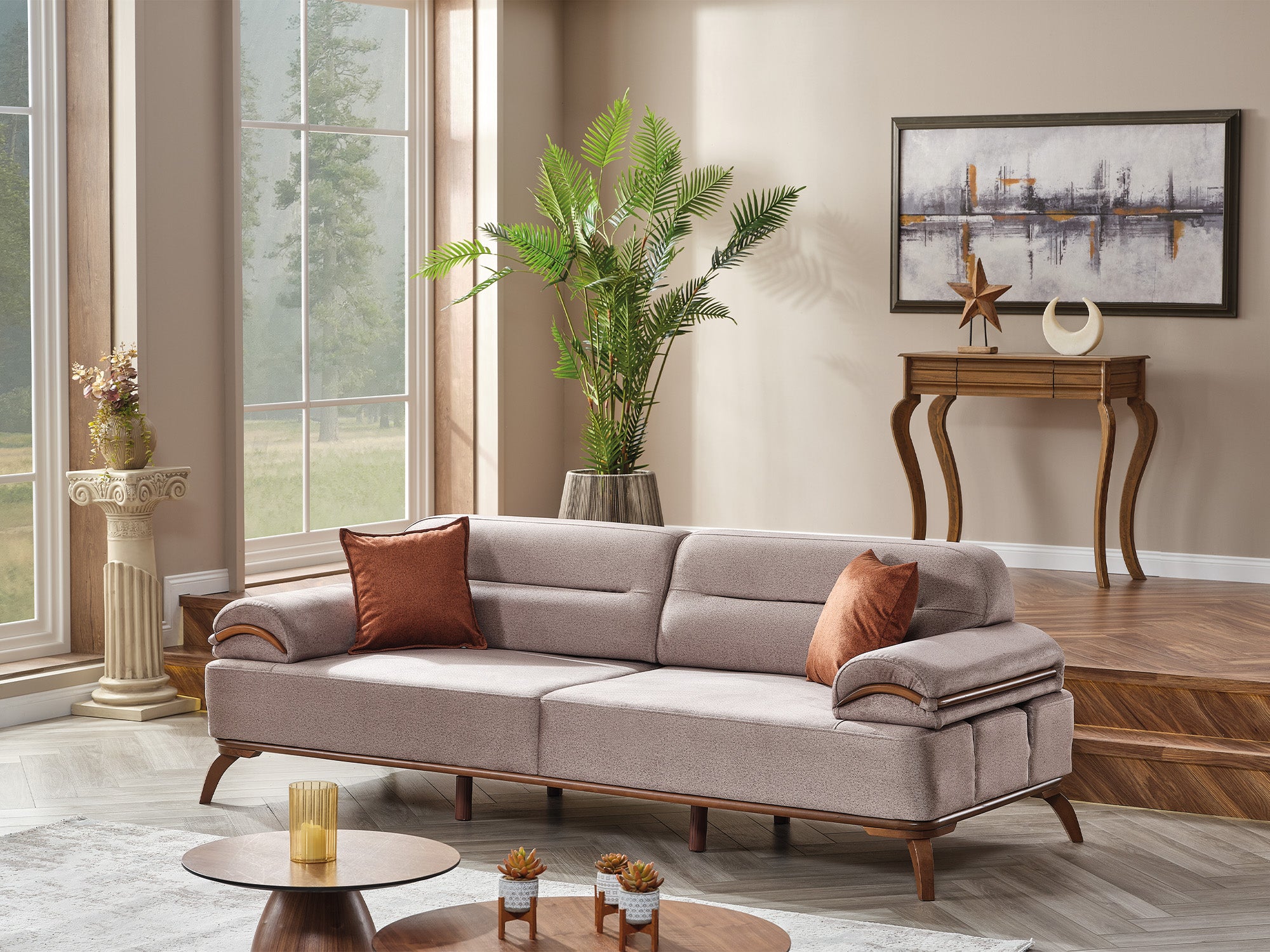 Mia 4-pieces (2 Sofa & 2 Chair) Livingroom Set Beige