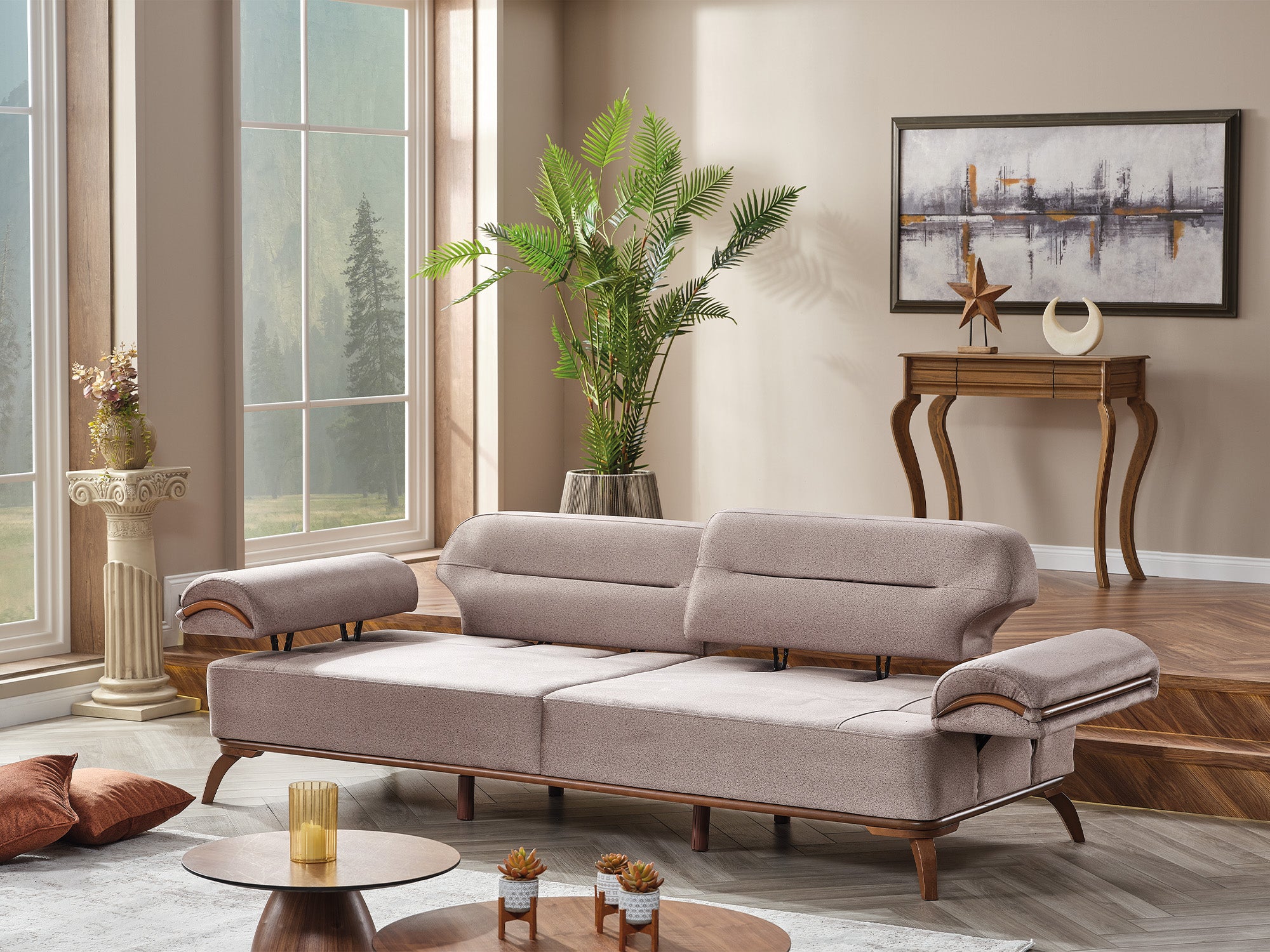 Mia 4-pieces (2 Sofa & 2 Chair) Livingroom Set Beige