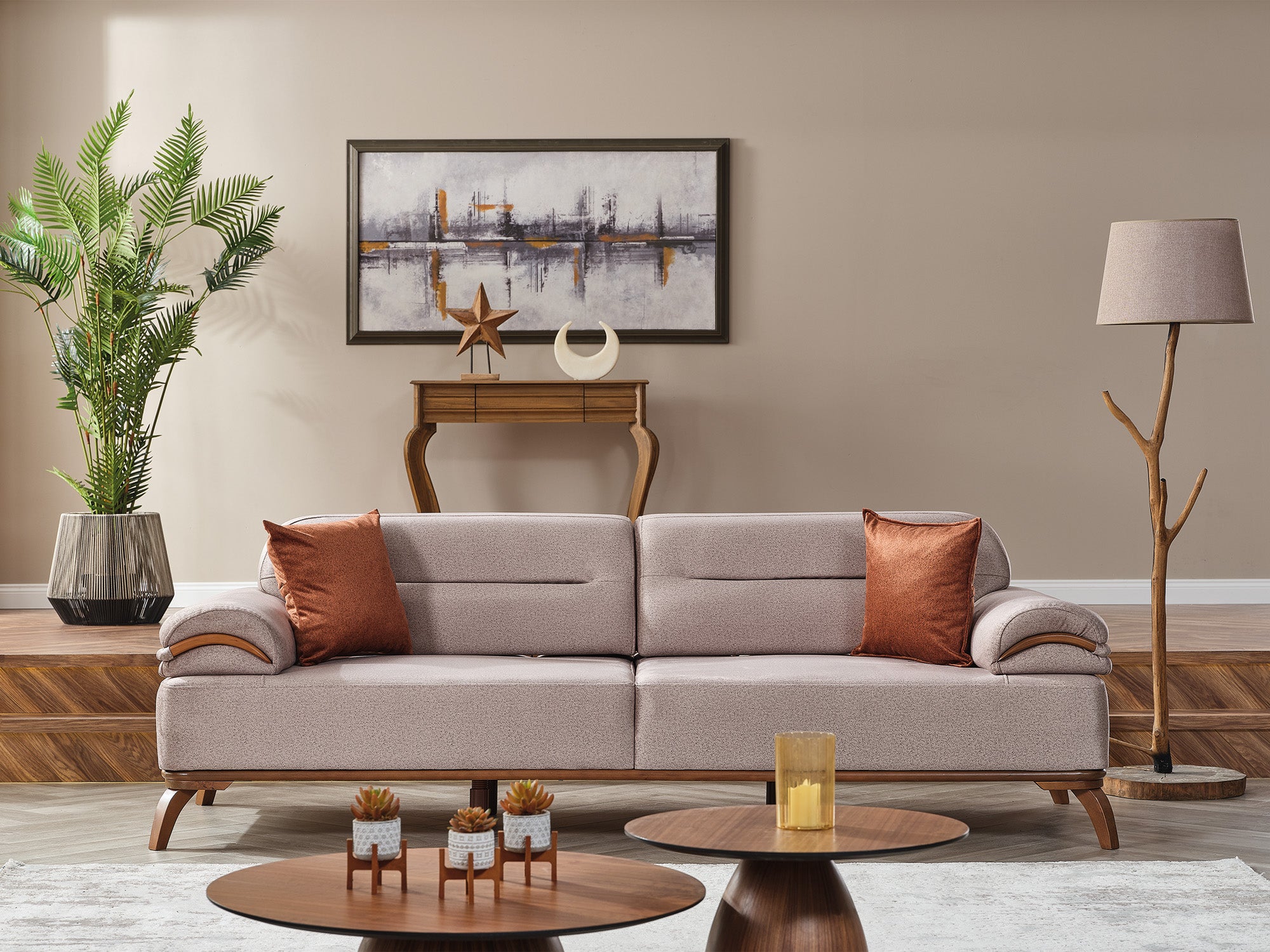 Mia 4-pieces (2 Sofa & 2 Chair) Livingroom Set Beige