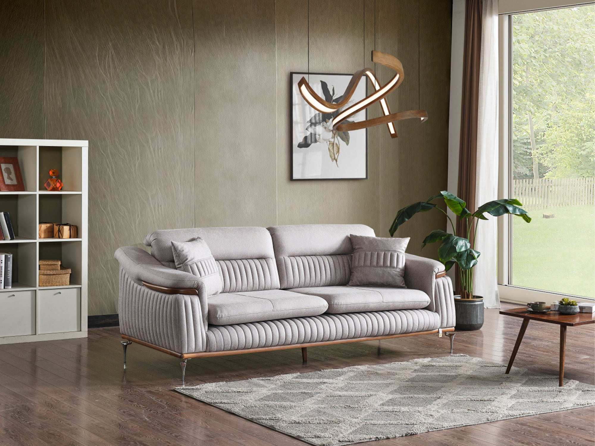 Ahsen 3-pieces (Sofa & Loveseat & Chair) Livingroom Set Light Grey