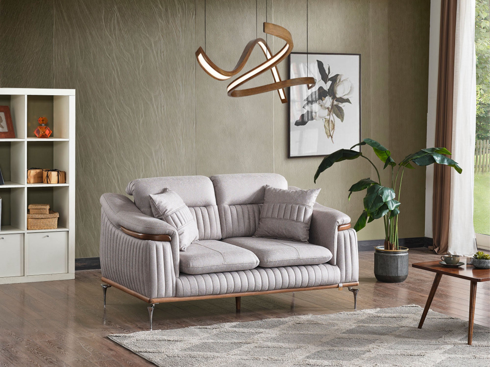 Ahsen 3-pieces (Sofa & Loveseat & Chair) Livingroom Set Light Grey