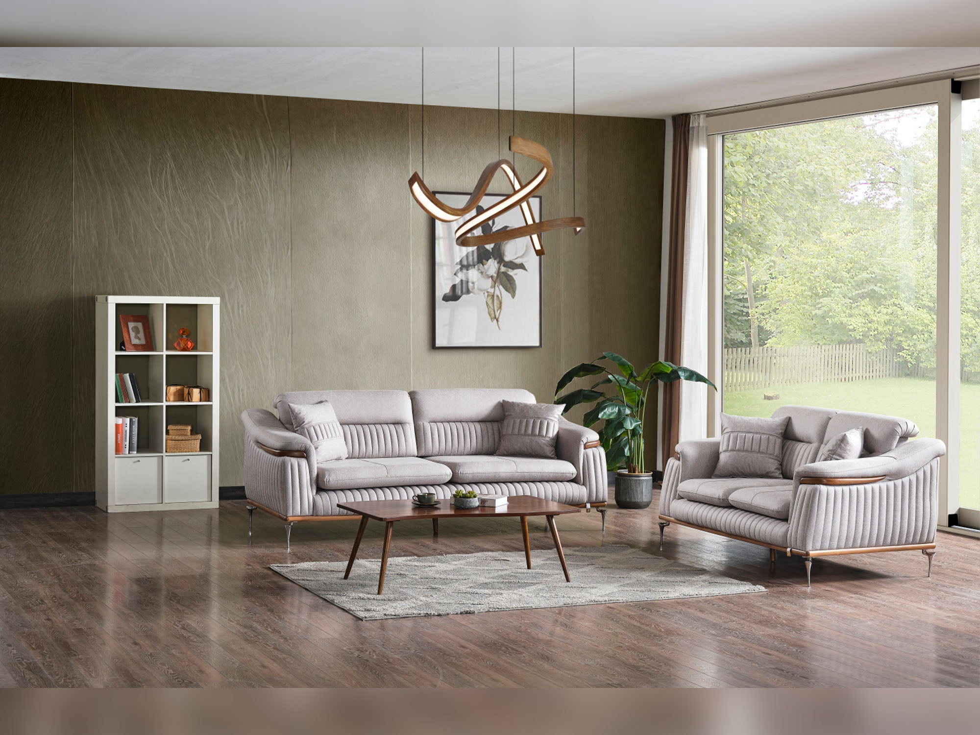 Ahsen 3-pieces (Sofa & Loveseat & Chair) Livingroom Set Light Grey