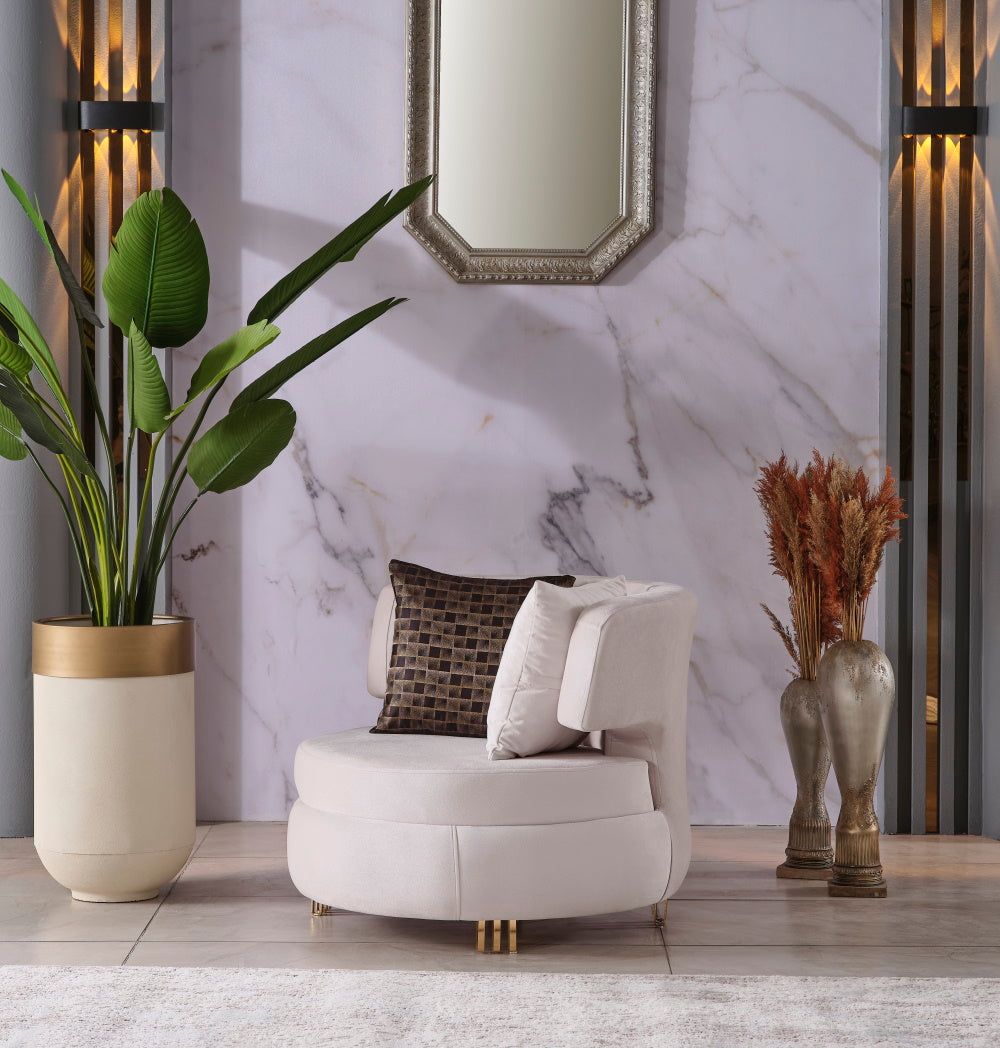 Monaco Stationary Livingroom Set (2 Sofa & 2 Chair) Cream