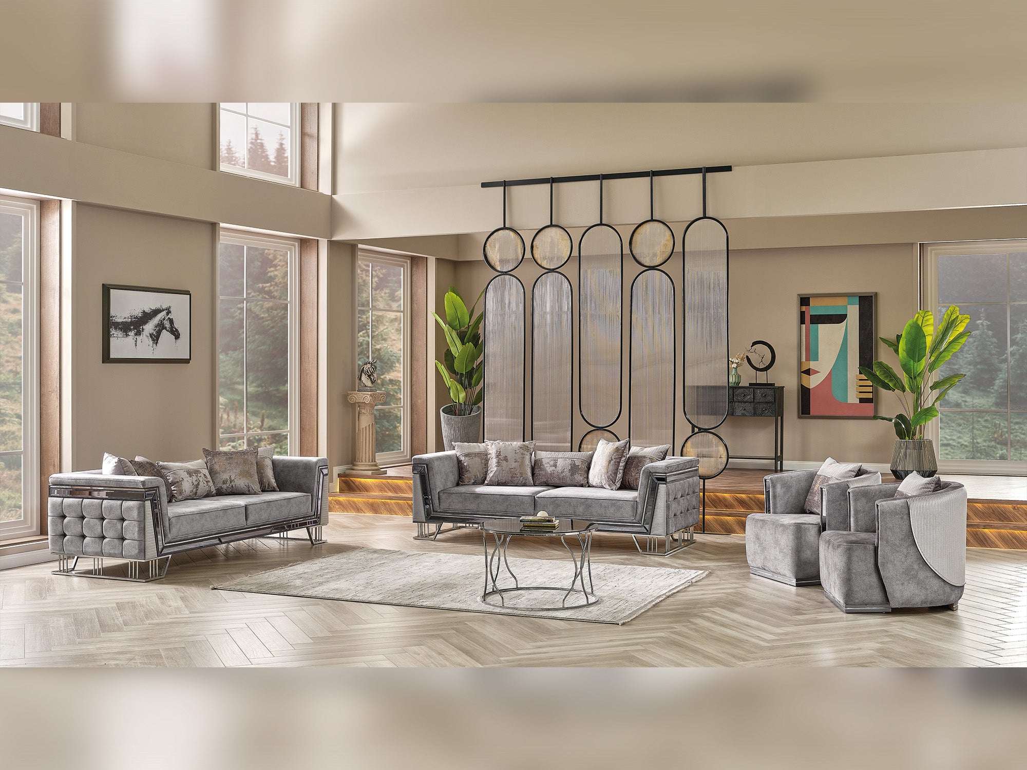 Munich Stationary Sofa Grey