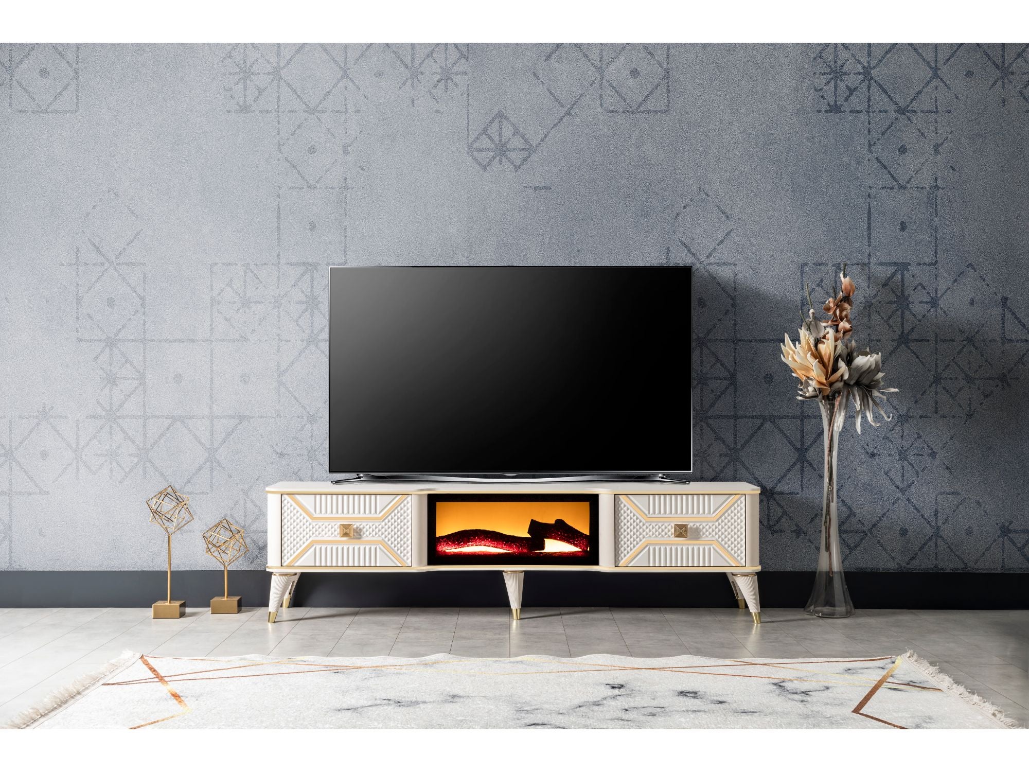 Napoli Fireplace Tv Stand Cream