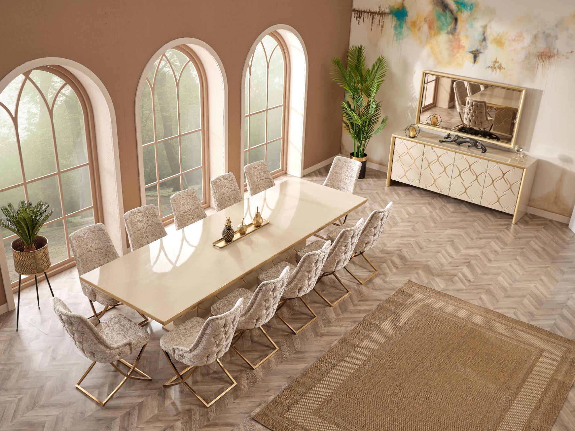 Napoli Diningroom (Consol With Mirror & Dining Table & 6 Dining Chair)