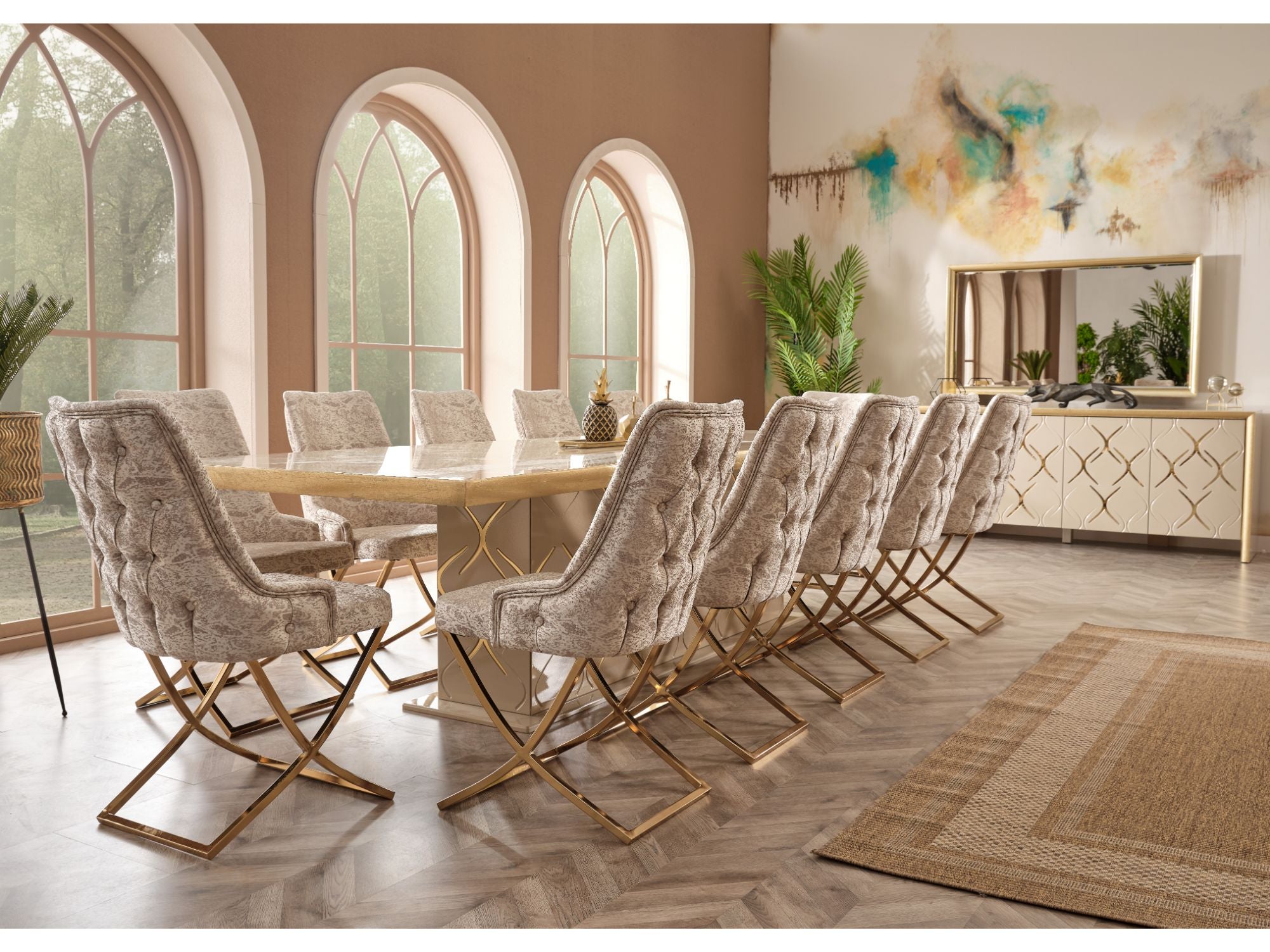 Napoli Diningroom (Consol With Mirror & Dining Table & 6 Dining Chair)