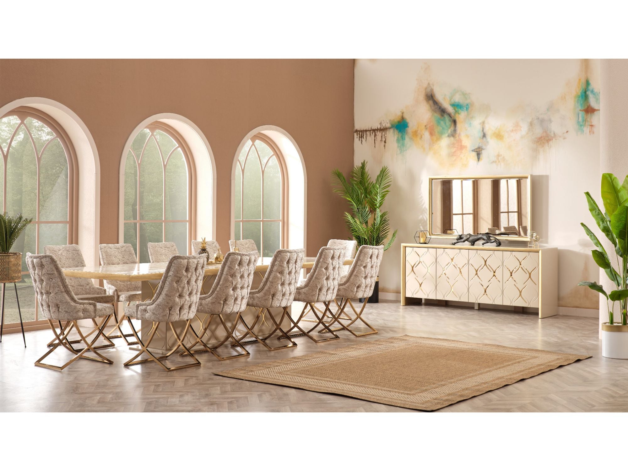 Napoli Diningroom (Consol With Mirror & Dining Table & 6 Dining Chair)