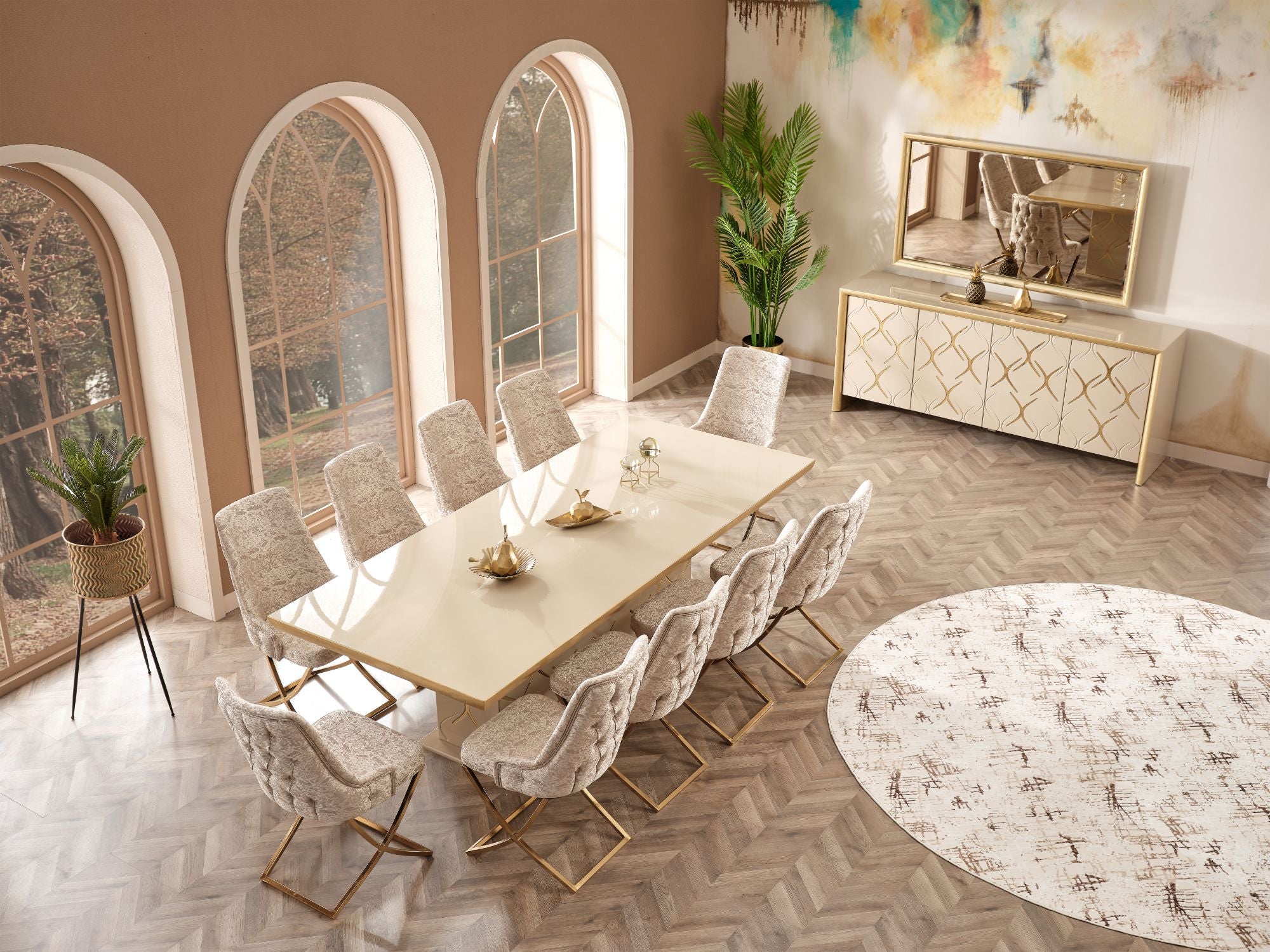 Napoli Diningroom (Consol With Mirror & Dining Table & 6 Dining Chair)