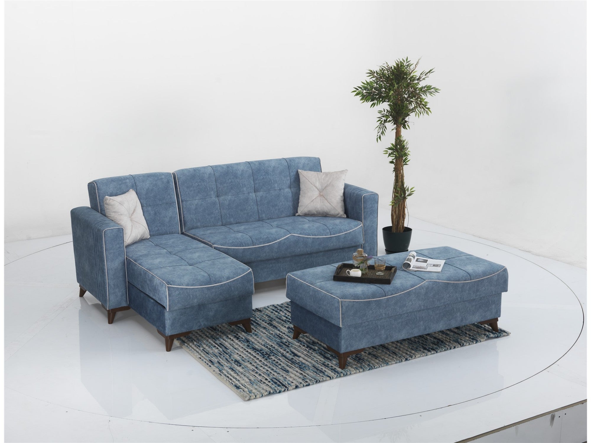 Napoli Mini Convertible Sectional With Ottoman