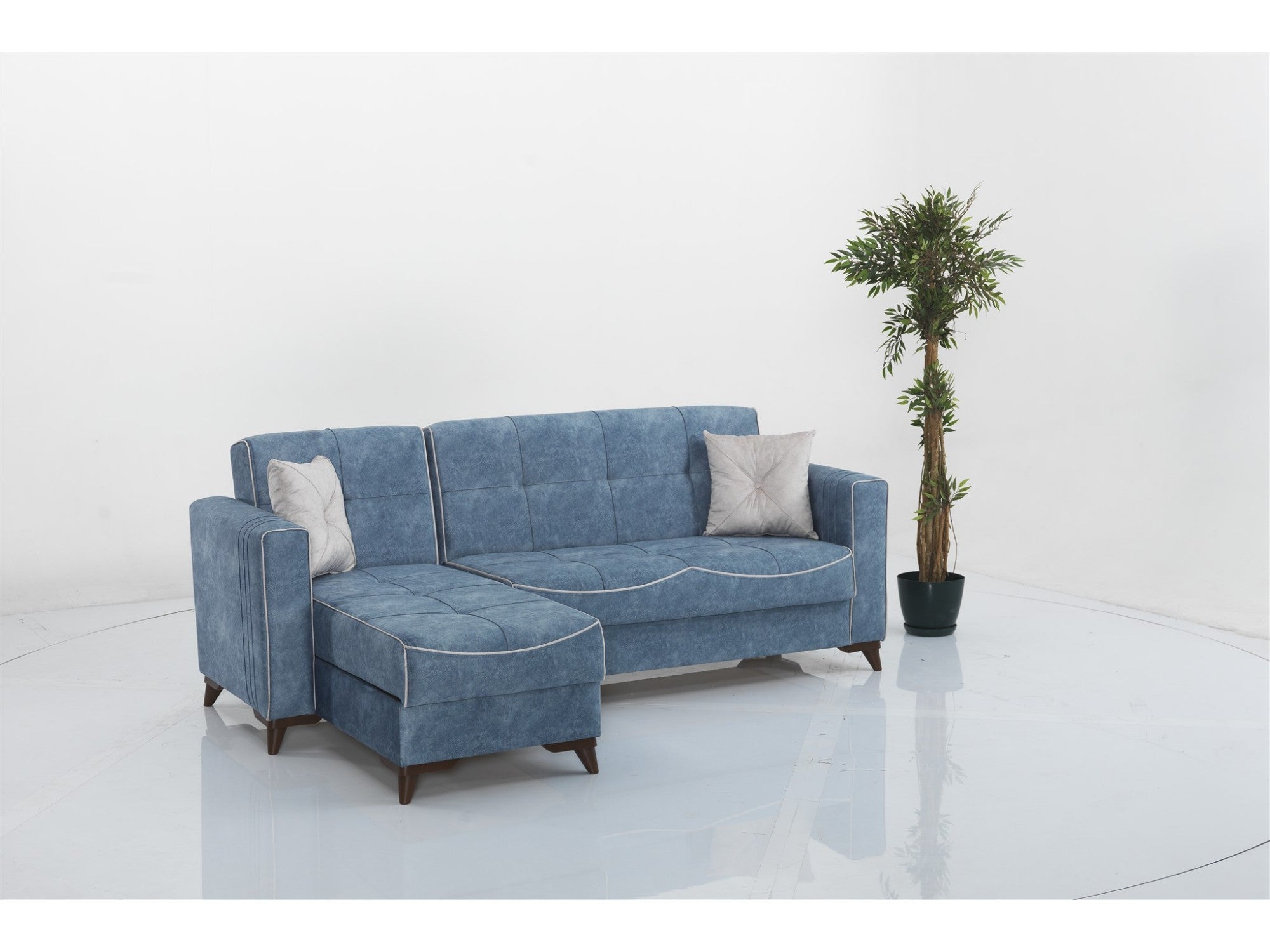 Napoli Mini Convertible Sectional With Ottoman