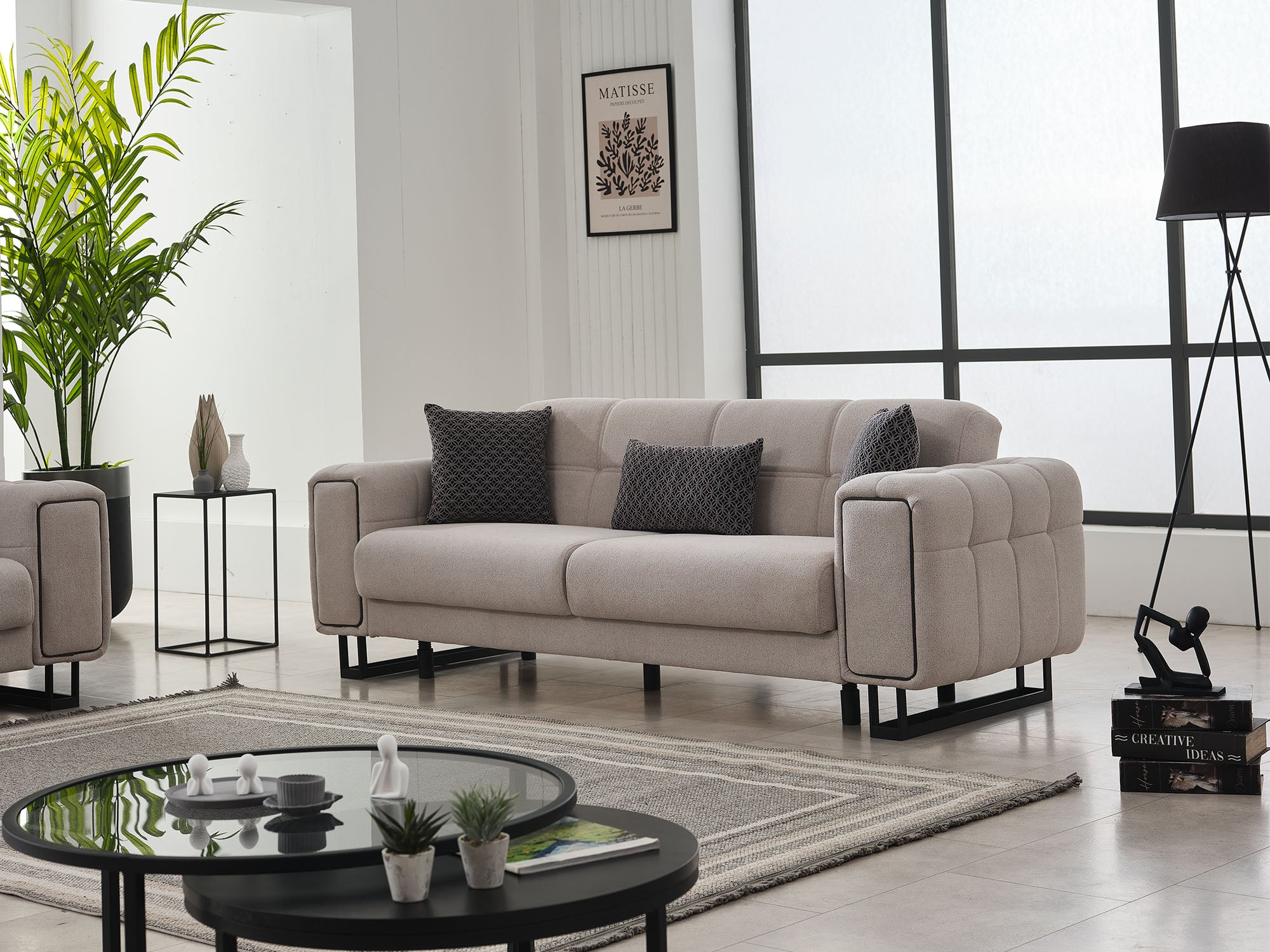 Nero Convertible Sofa Light Grey
