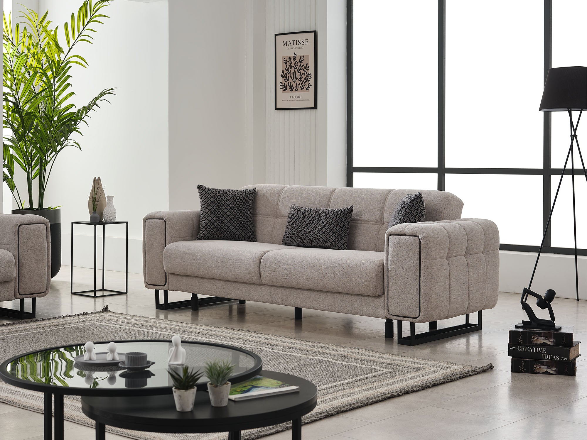 Nero Convertible Sofa Light Grey