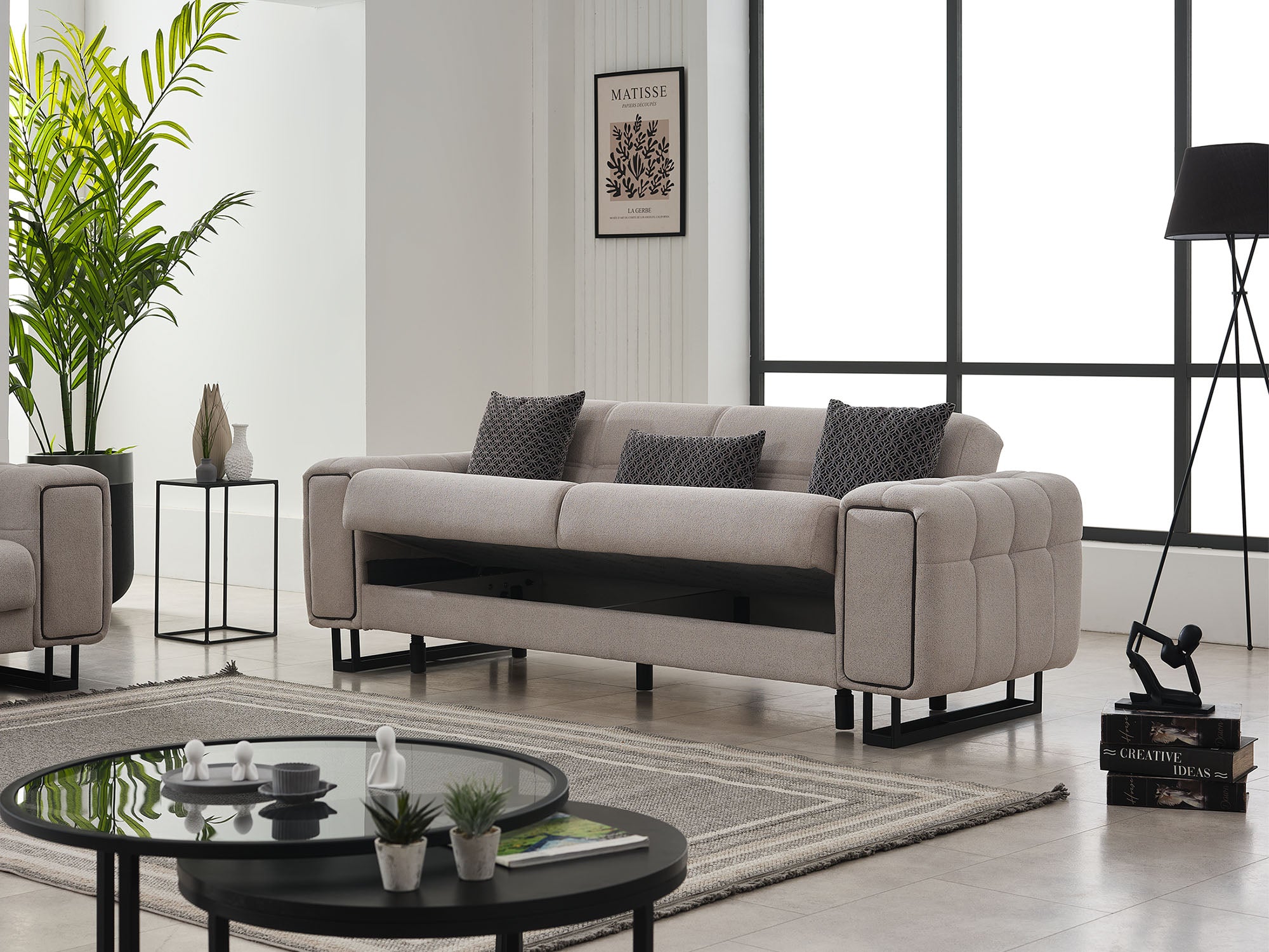 Nero Convertible Sofa Light Grey