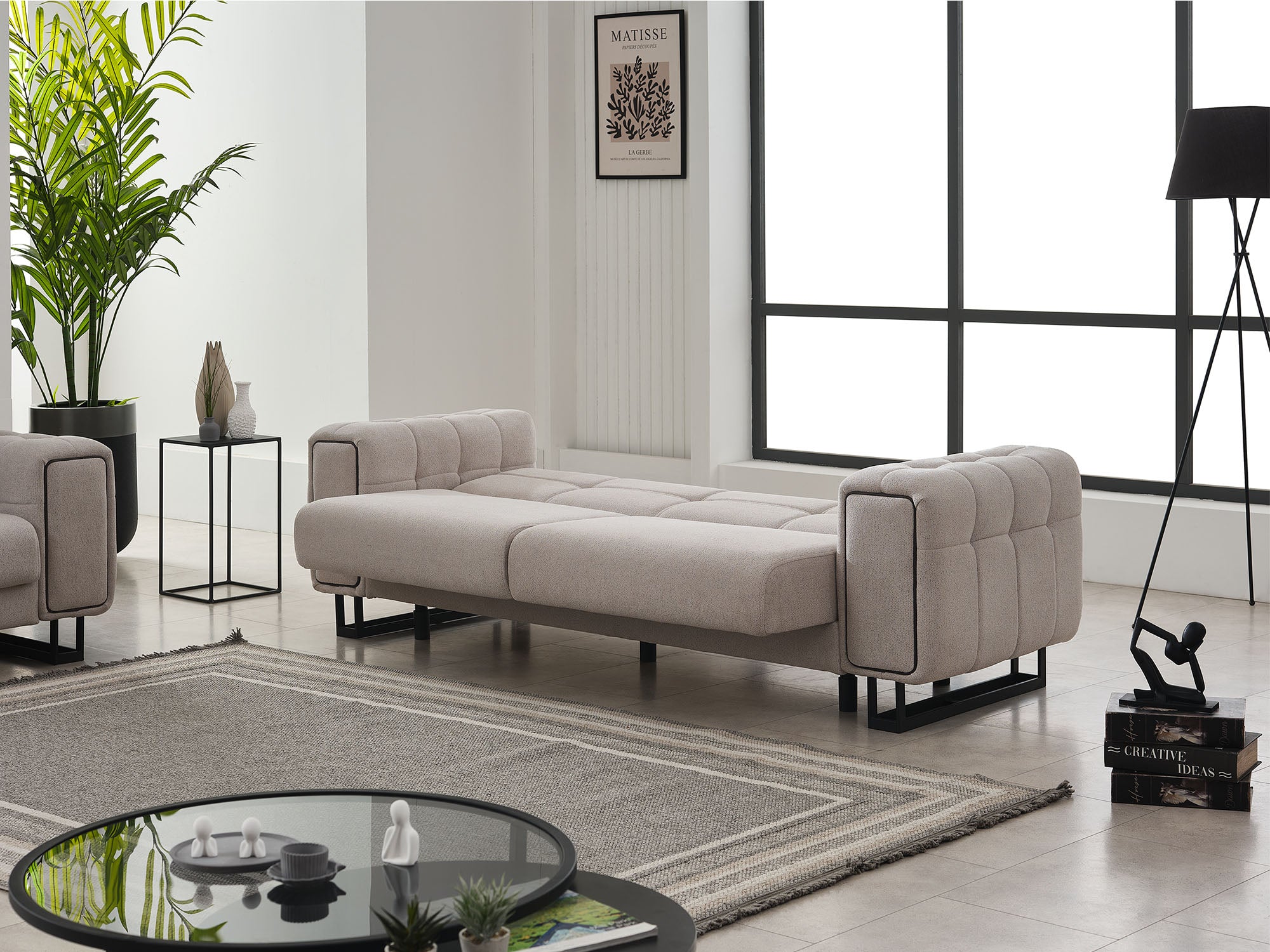 Nero Convertible Sofa Light Grey