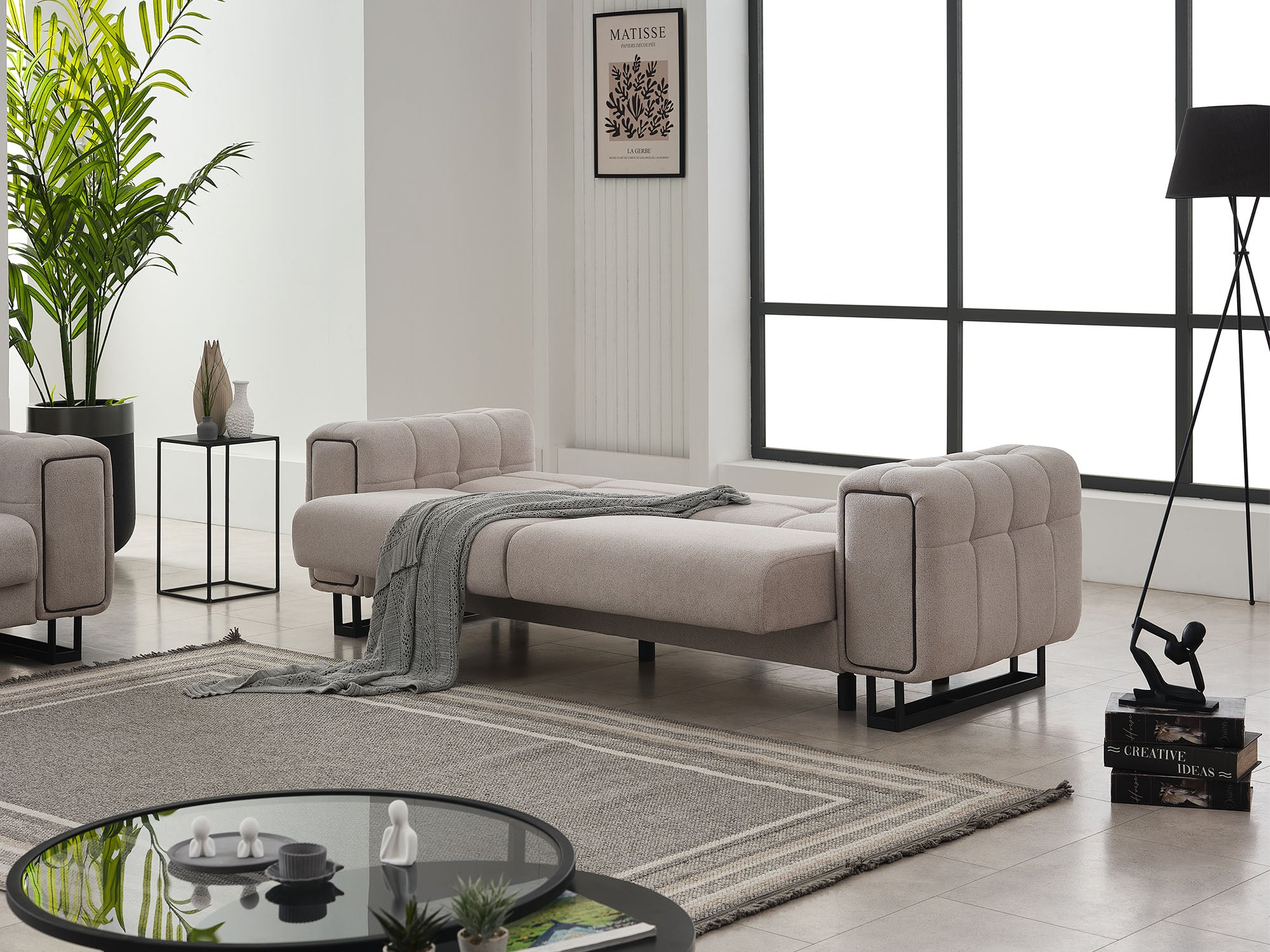 Nero Convertible Sofa Light Grey