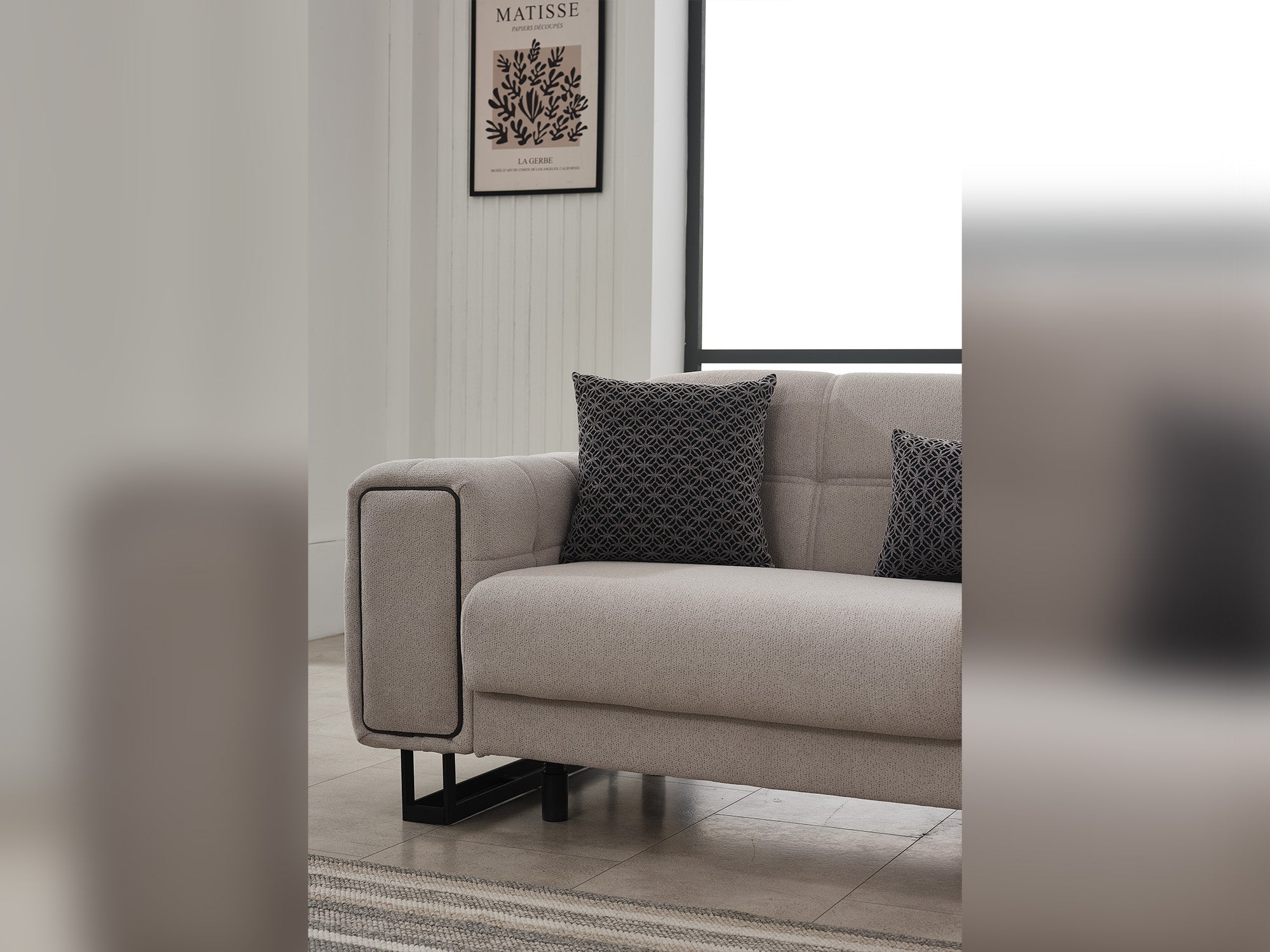 Nero Convertible Sofa Light Grey