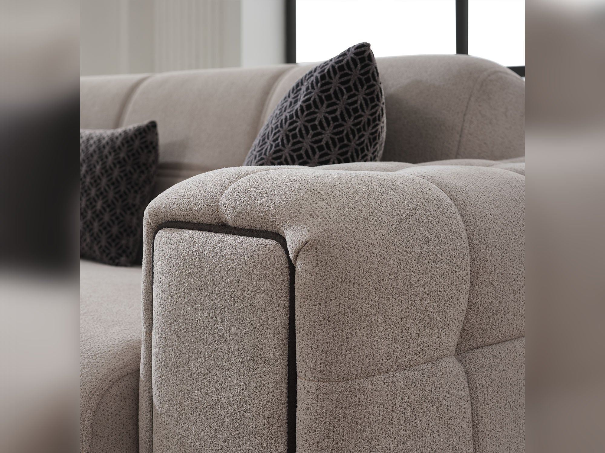 Nero Convertible Sofa Light Grey