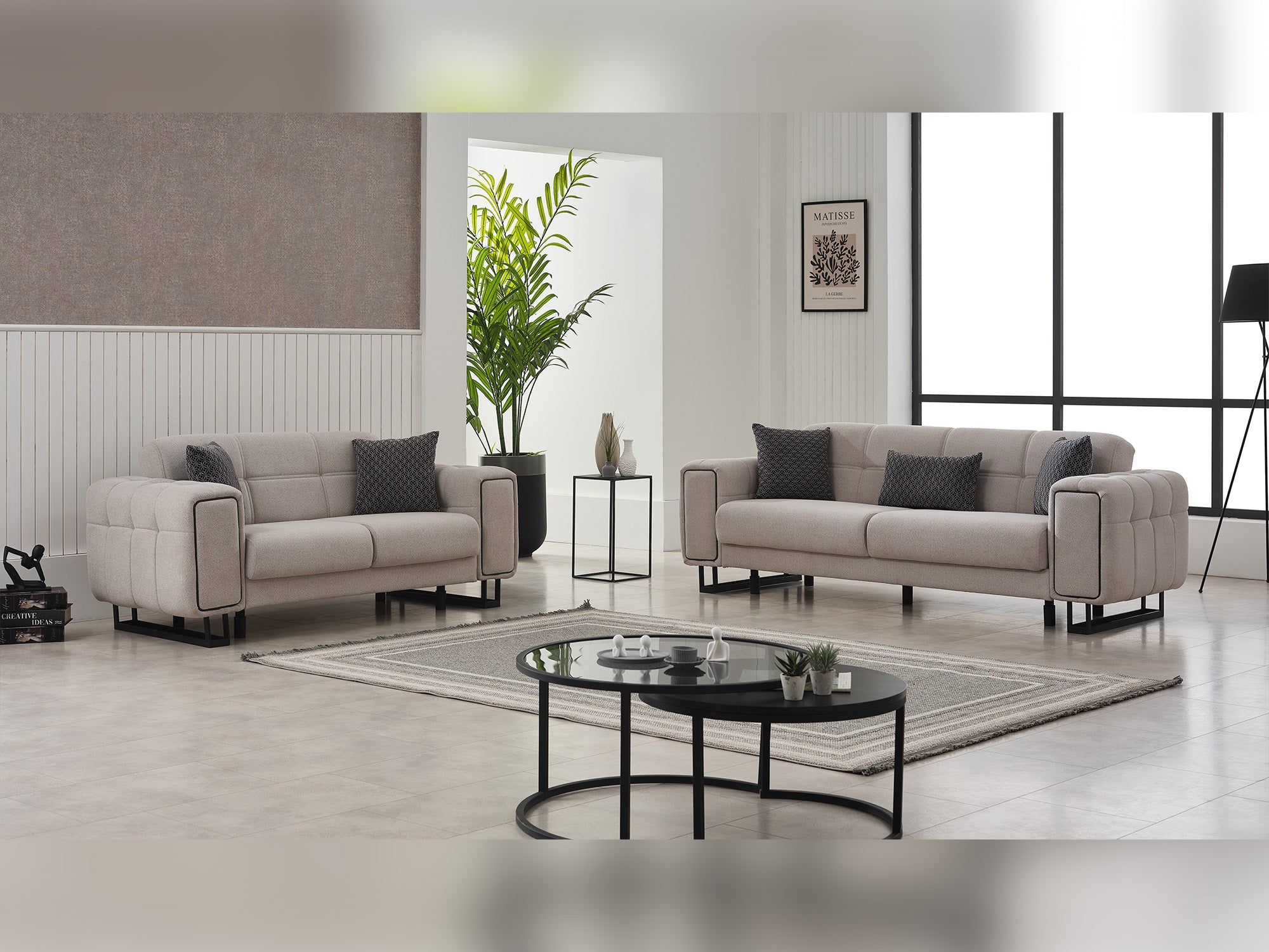 Nero Convertible Sofa Light Grey