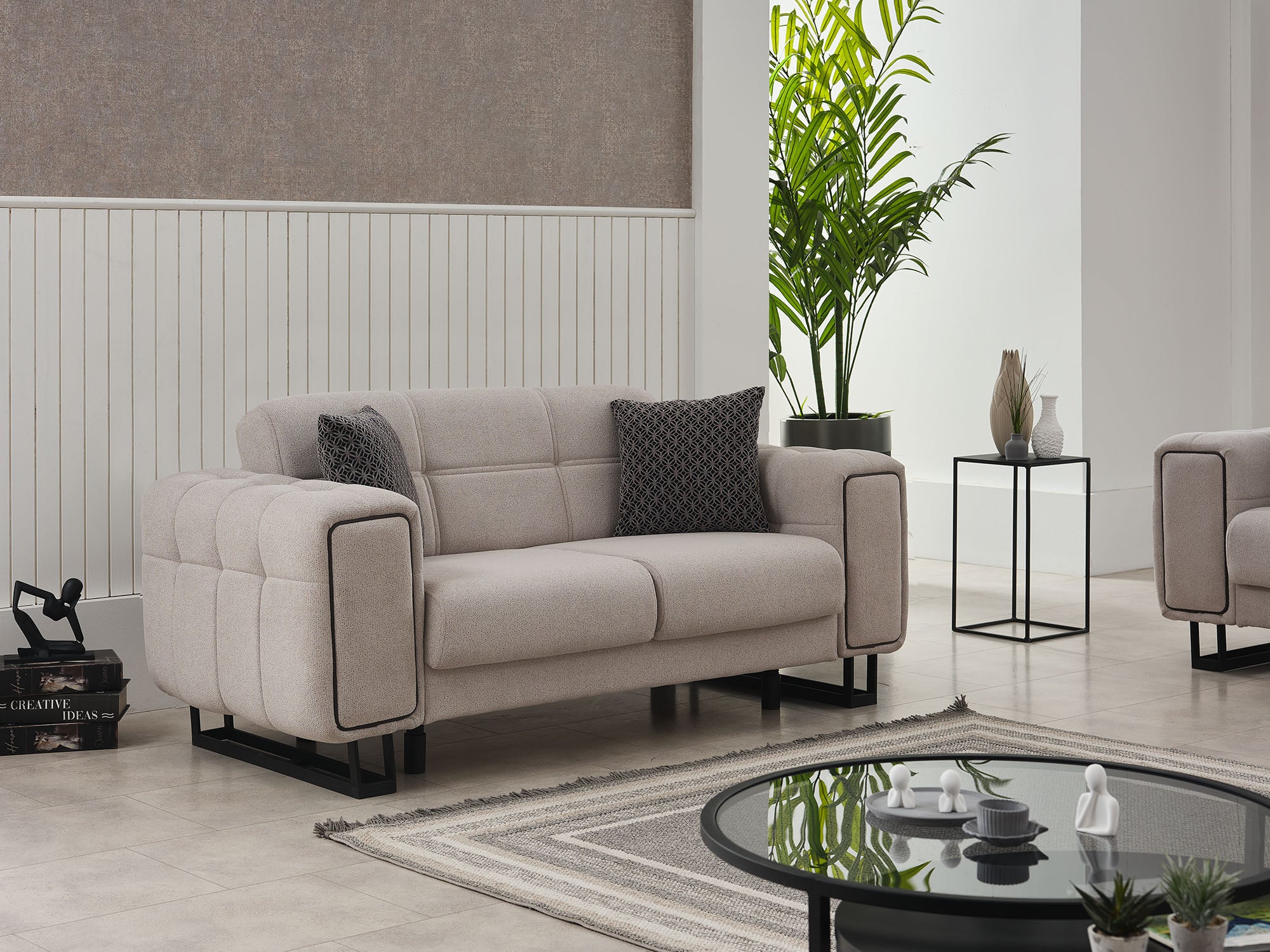 Nero Convertible Loveseat Light Grey