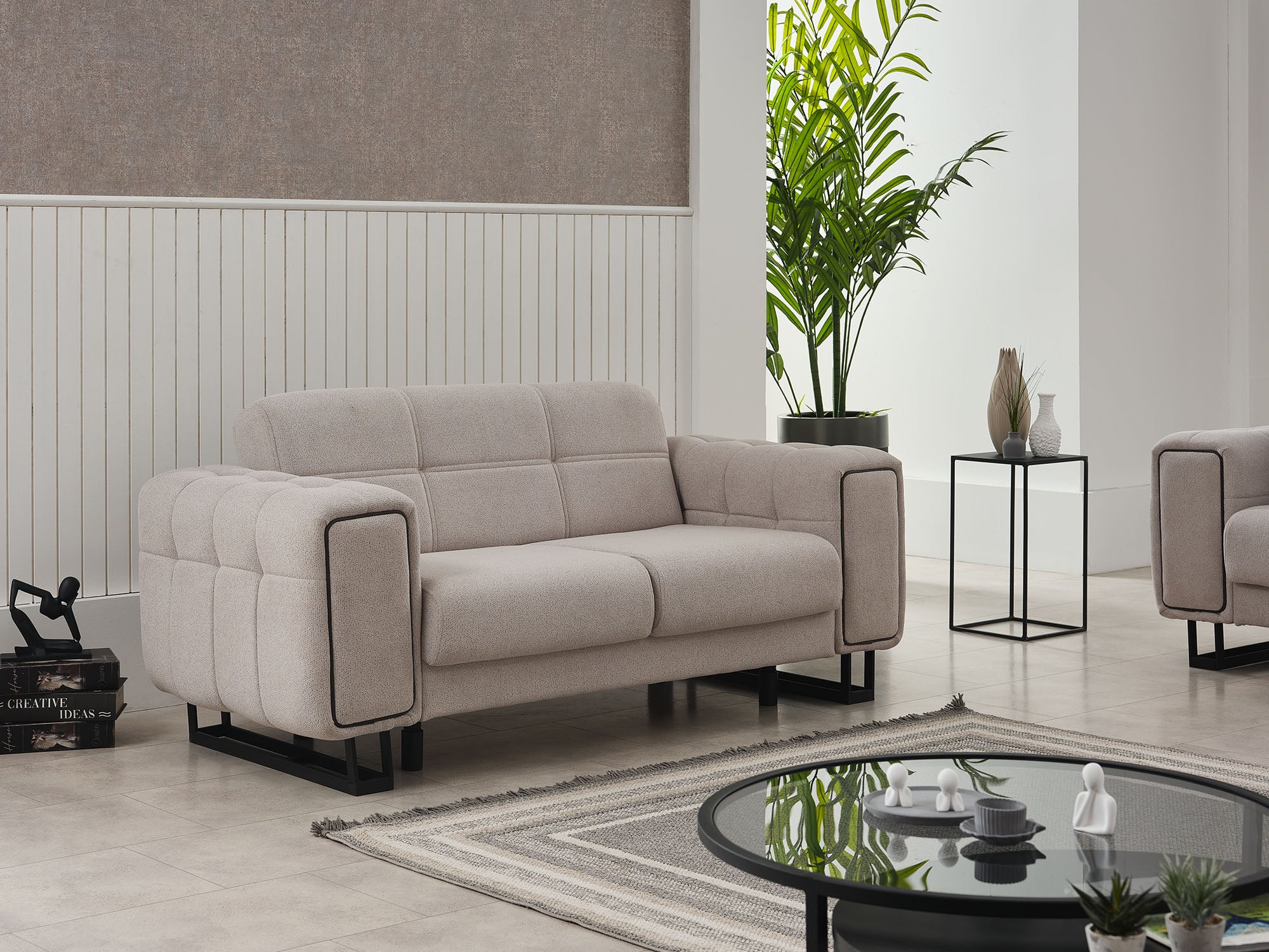 Nero Convertible Loveseat Light Grey