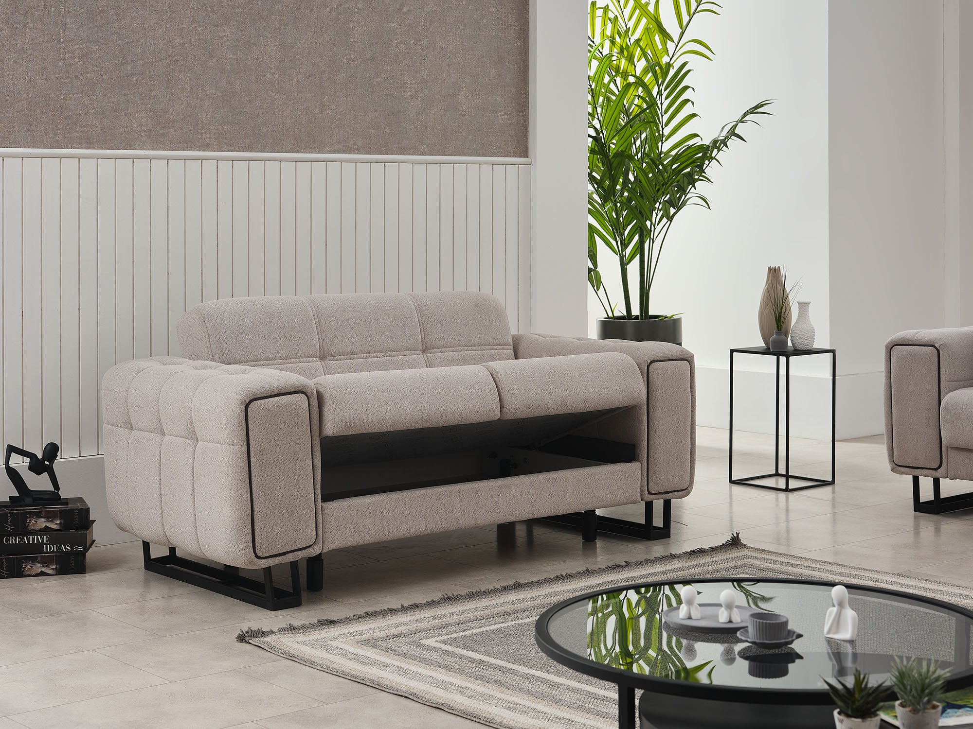 Nero Convertible Loveseat Light Grey