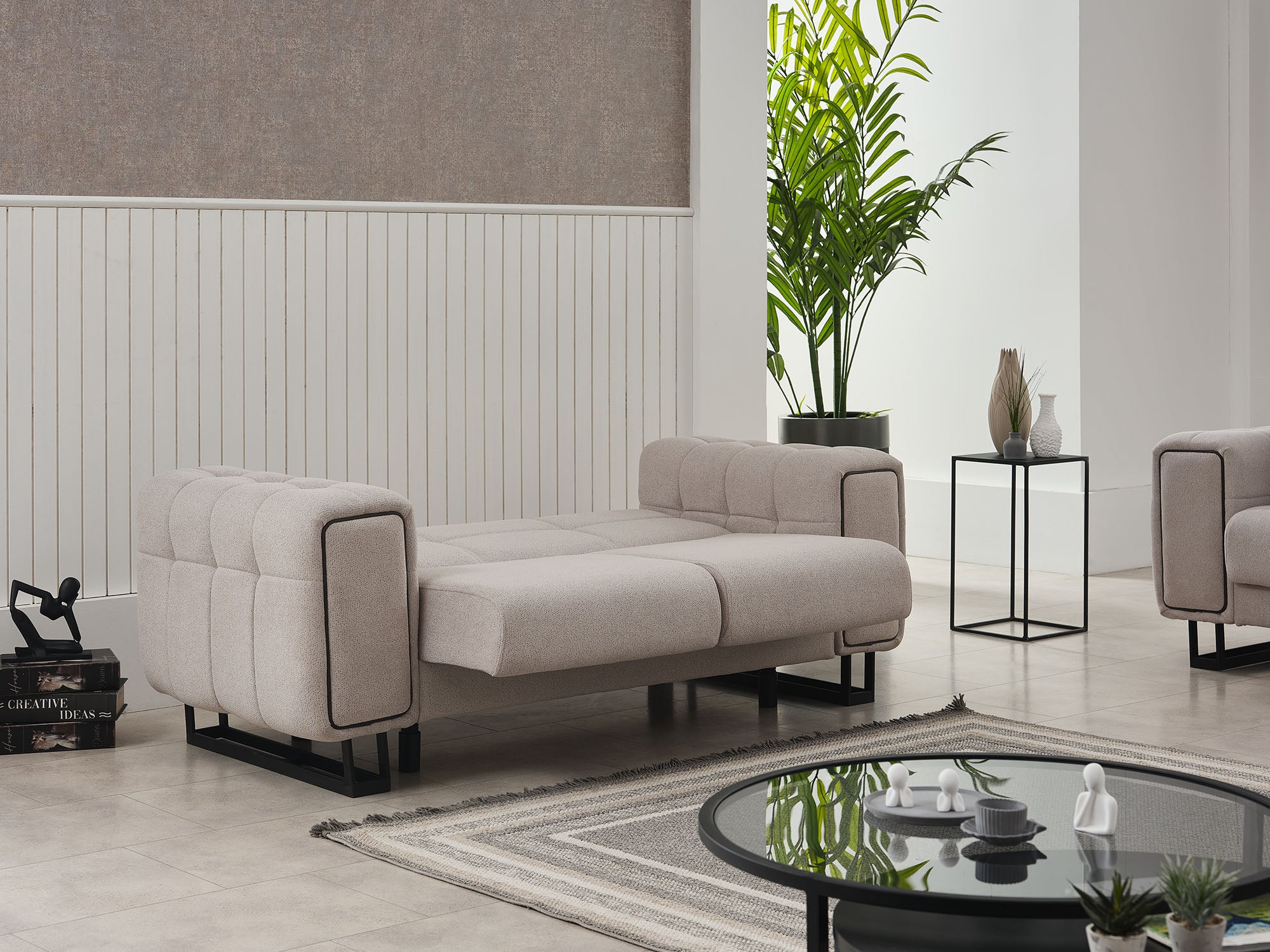 Nero Convertible Loveseat Light Grey