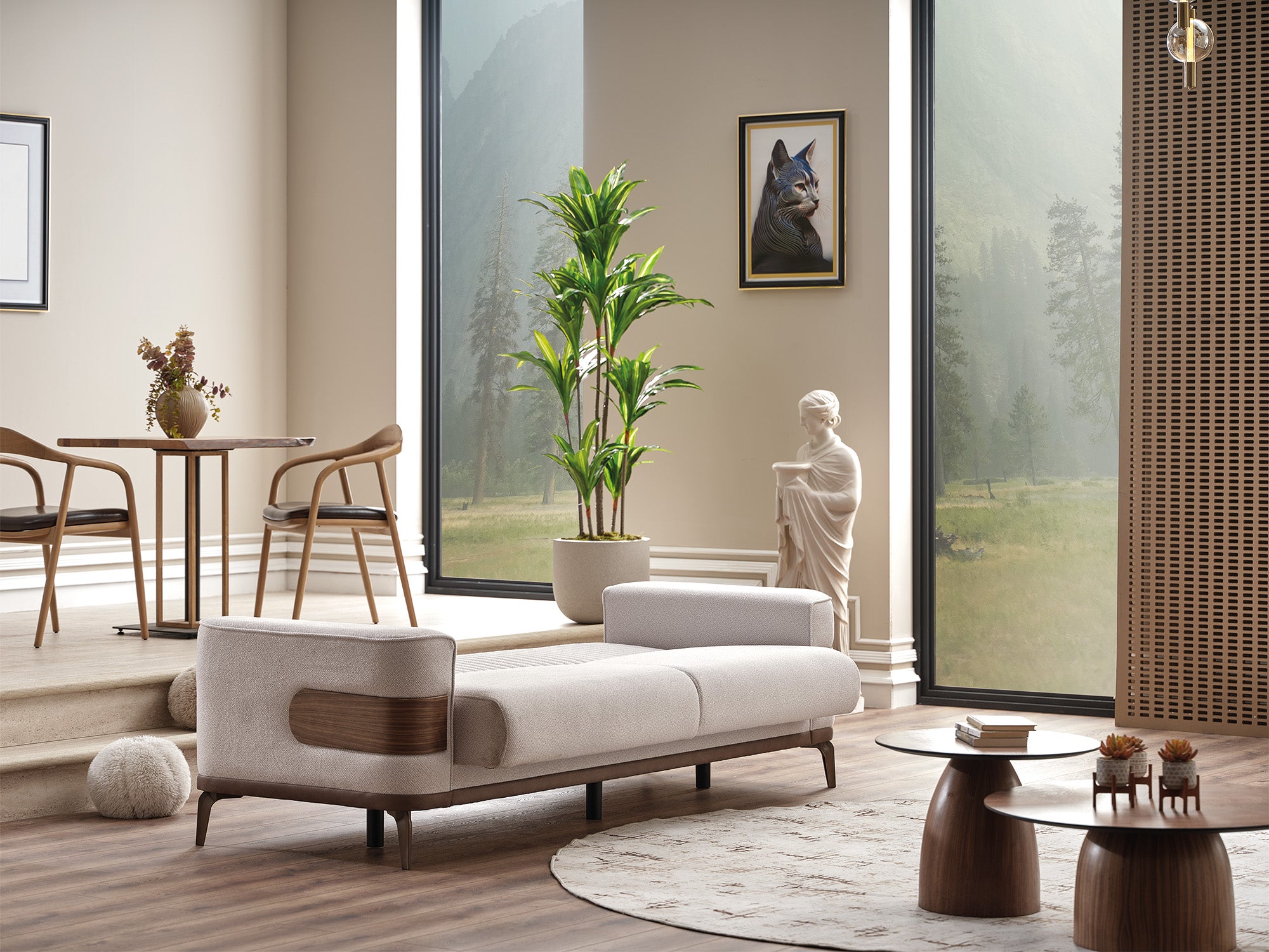 New Mood 3-pieces (Sofa & Loveseat & Chair) Livingroom Set Cream