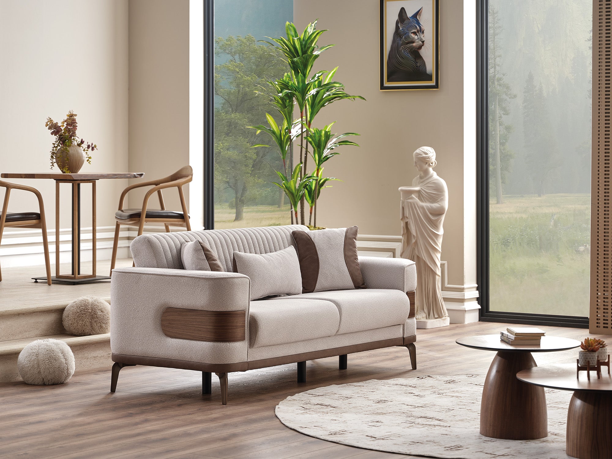 New Mood Convertible Loveseat Cream