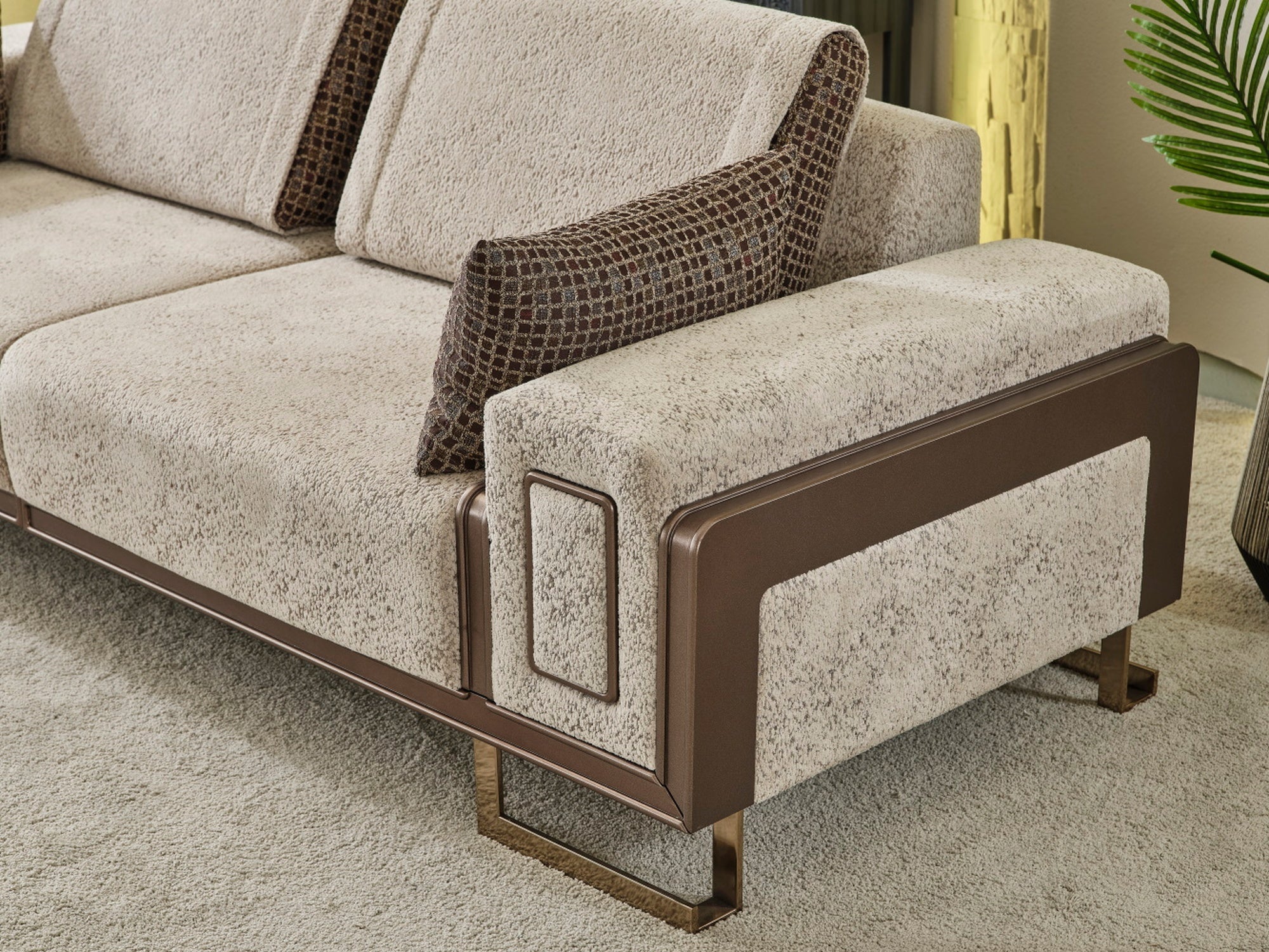 Nirvana Stationary Livingroom (2 4 Seat Sofa & 2 Chair) Beige