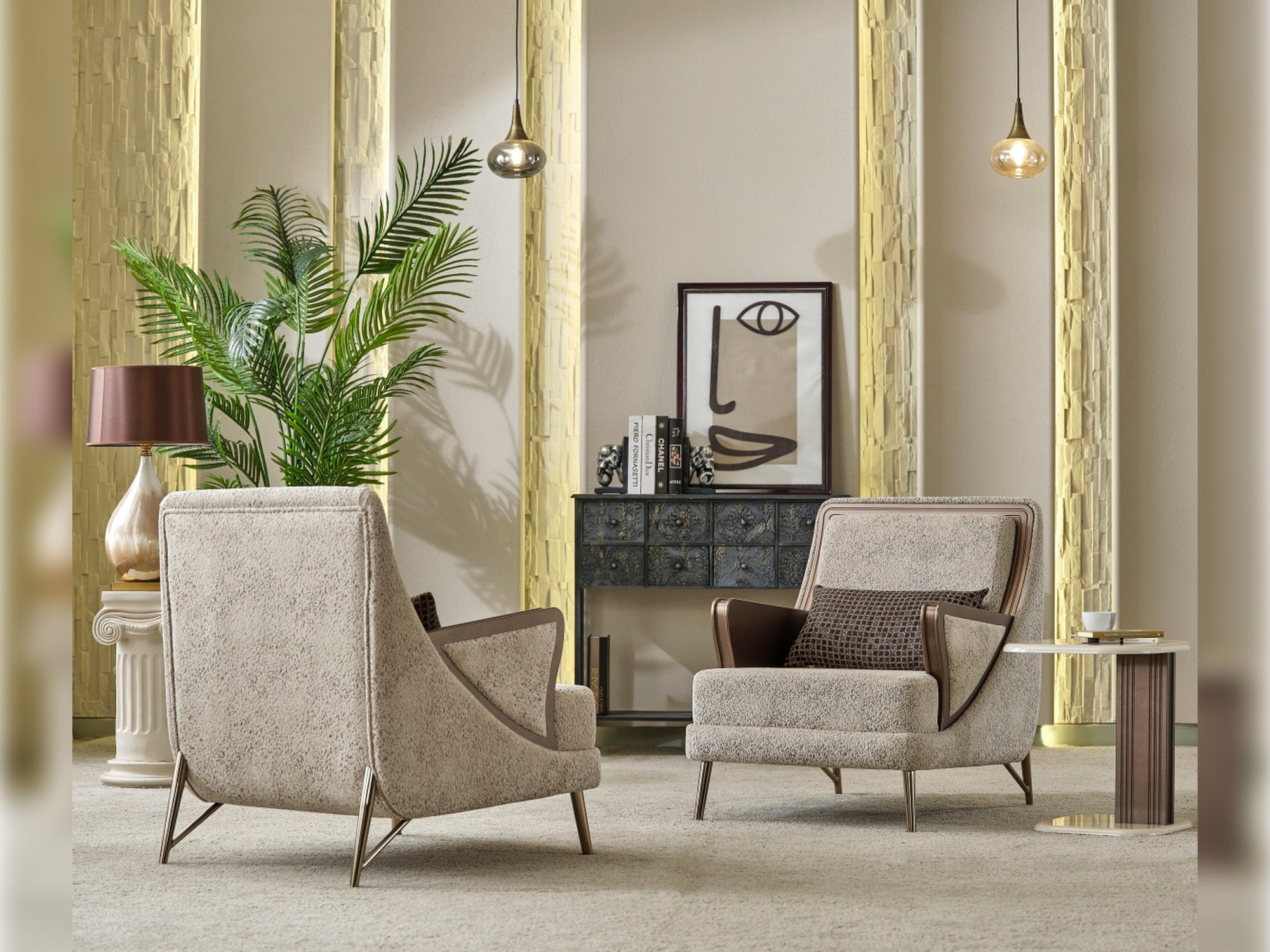 Nirvana Stationary Livingroom (2 4 Seat Sofa & 2 Chair) Beige