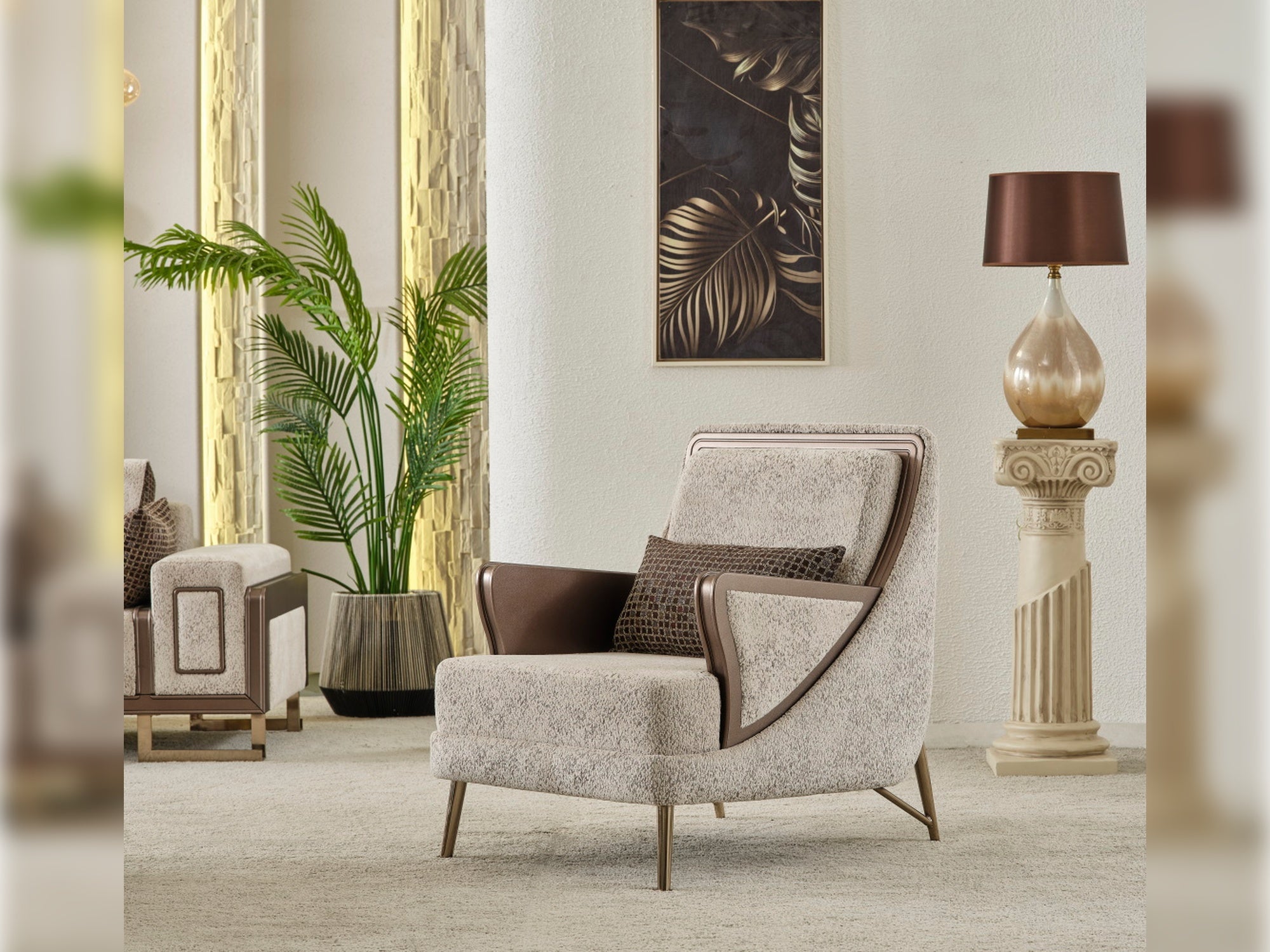 Nirvana Stationary Livingroom (2 4 Seat Sofa & 2 Chair) Beige