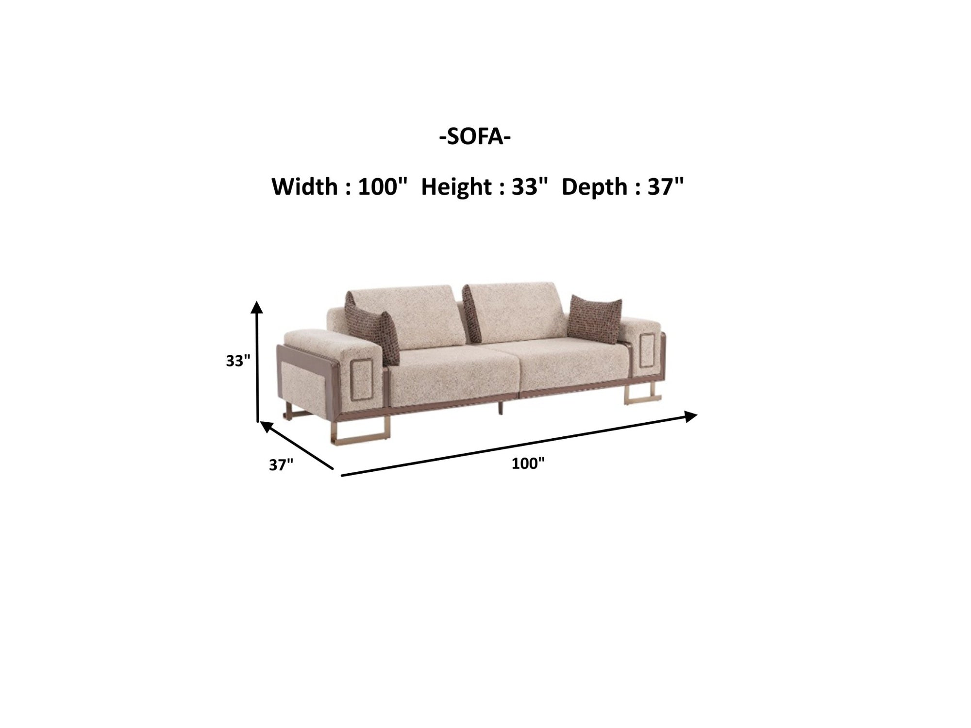 Nirvana Stationary Livingroom (2 4 Seat Sofa & 2 Chair) Beige