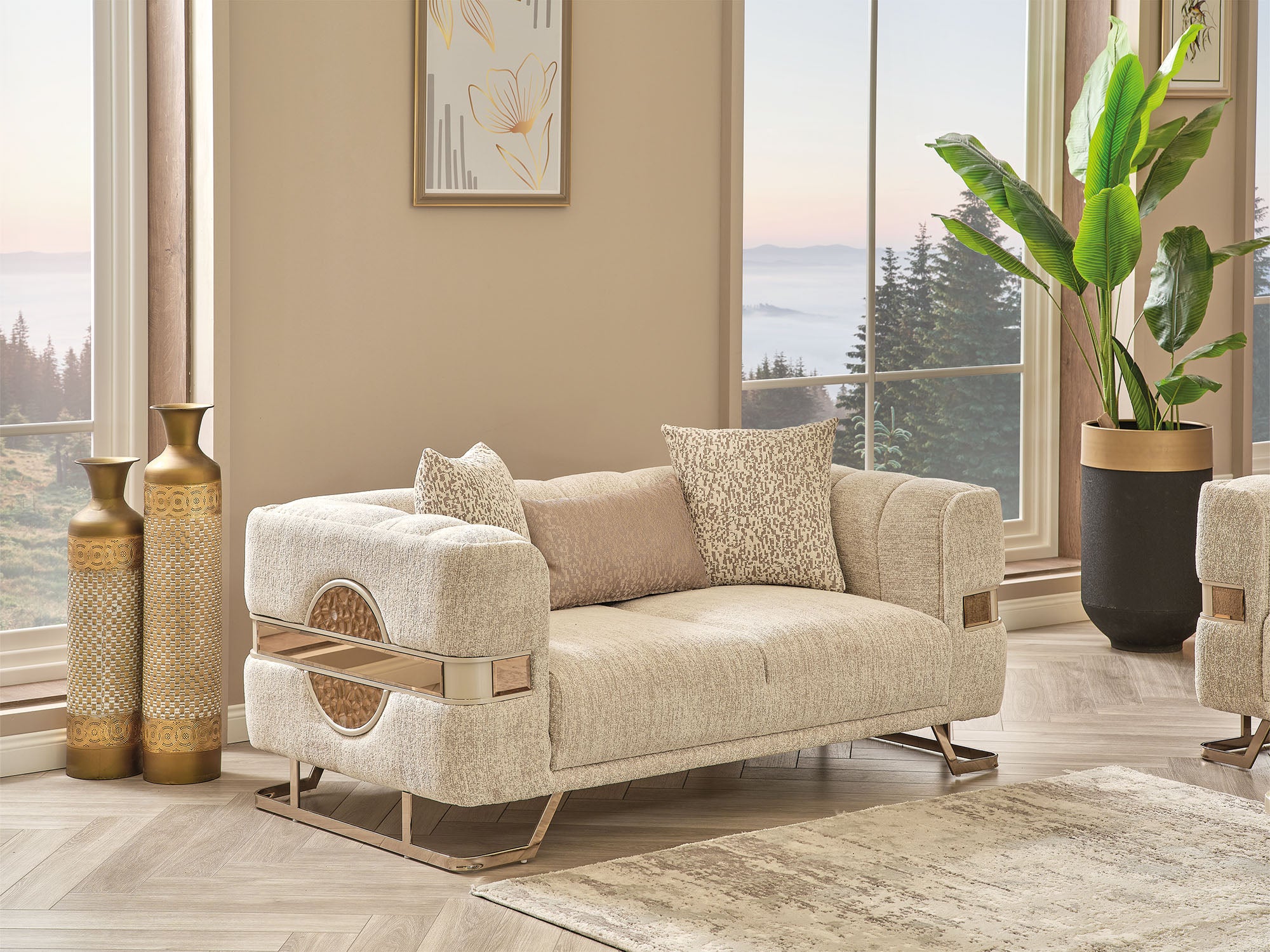 Nova Stationary Loveseat Cream
