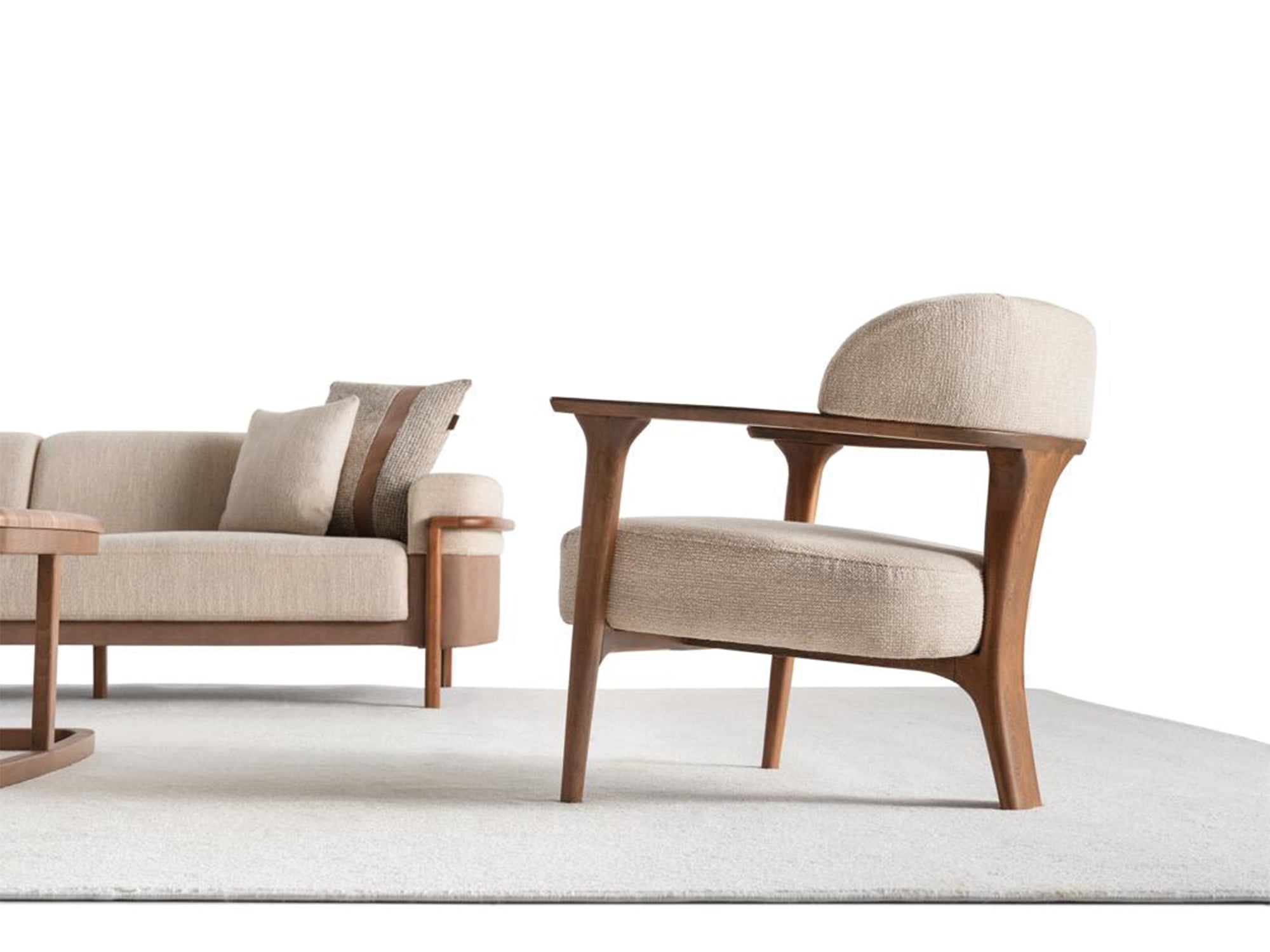 Odin 4-pieces (4 Seater Sofa & 3 Seater Sofa & 2 Chair) Livingroom Set Cream