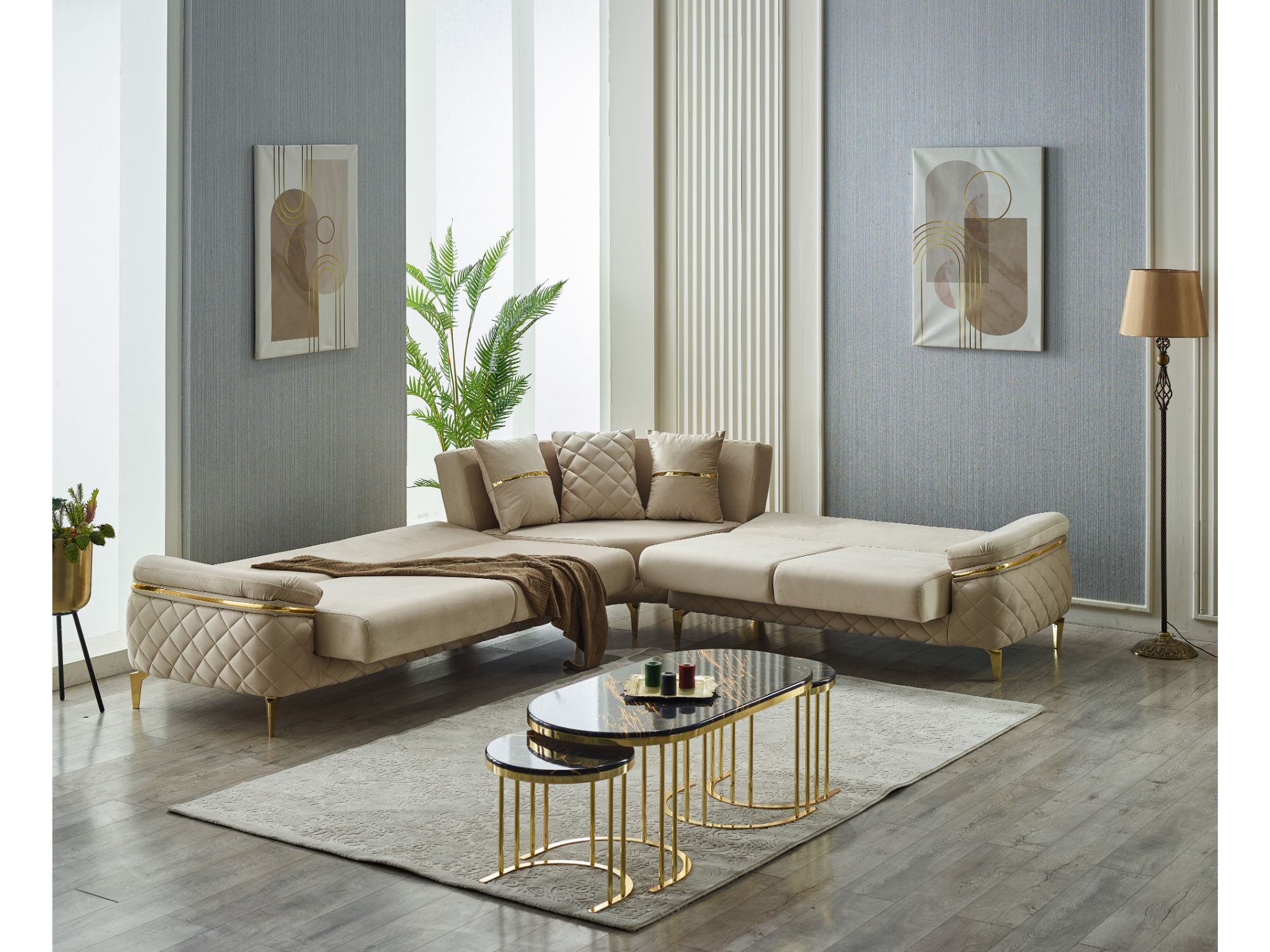 Orlando Convertible Sectional Beige