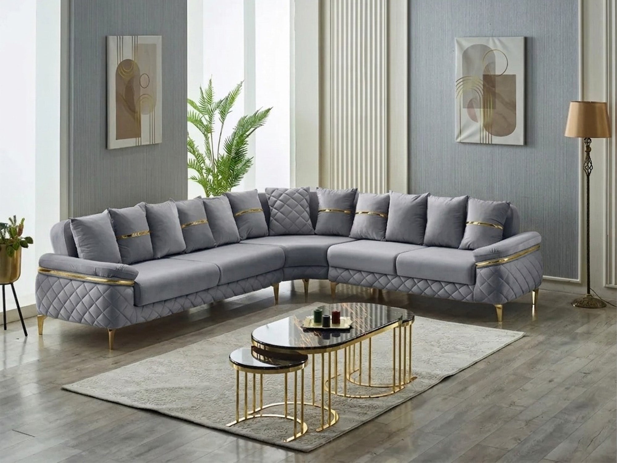 Orlando Convertible Sectional Sofa Grey