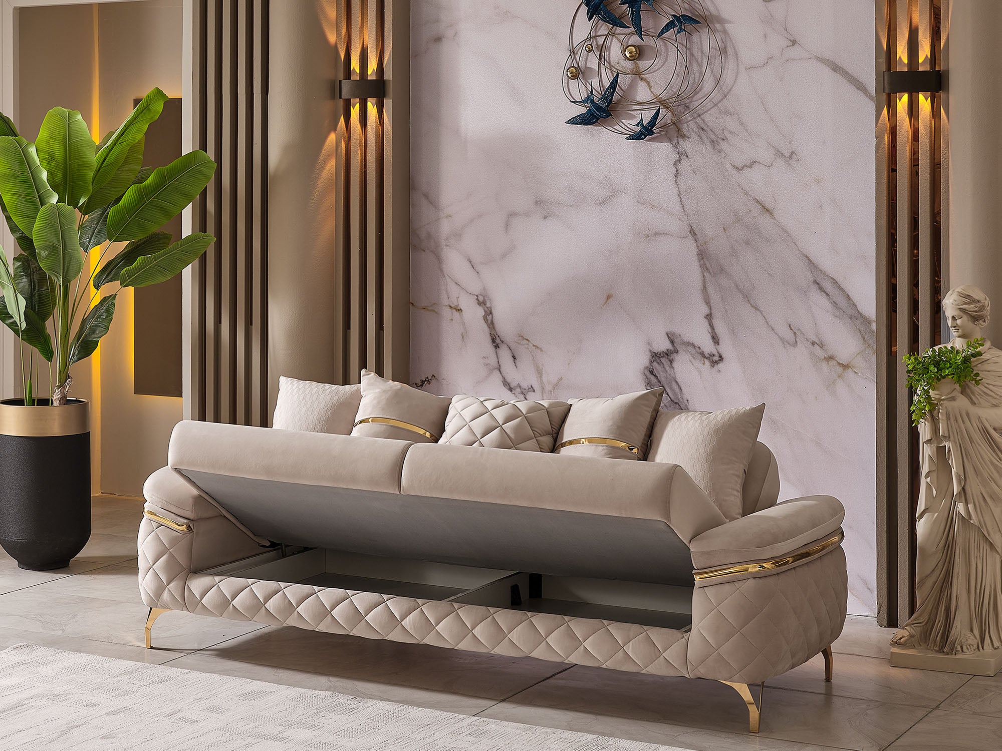 Orlando Convertible Sofa Beige