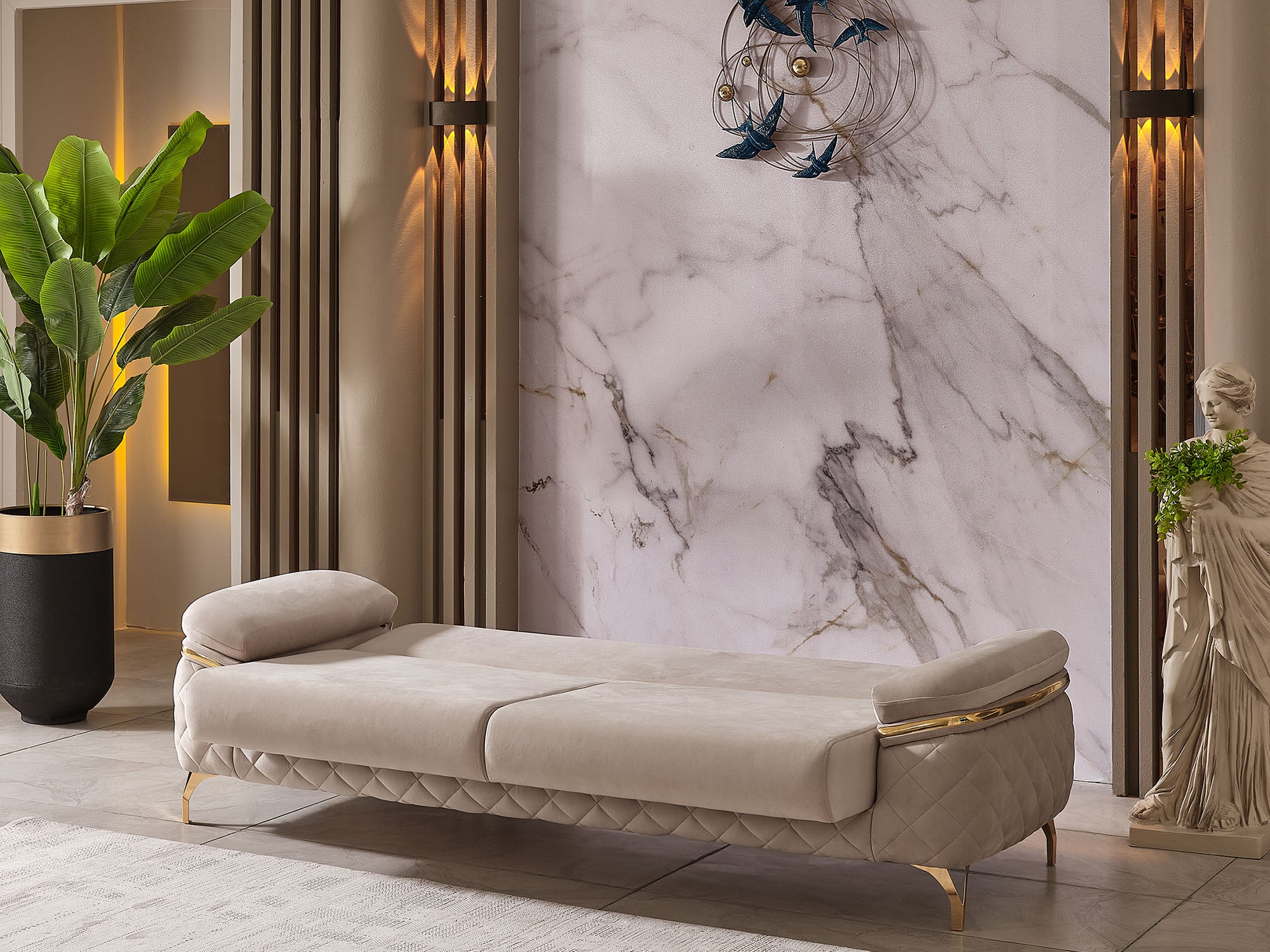 Orlando Convertible Sofa Beige