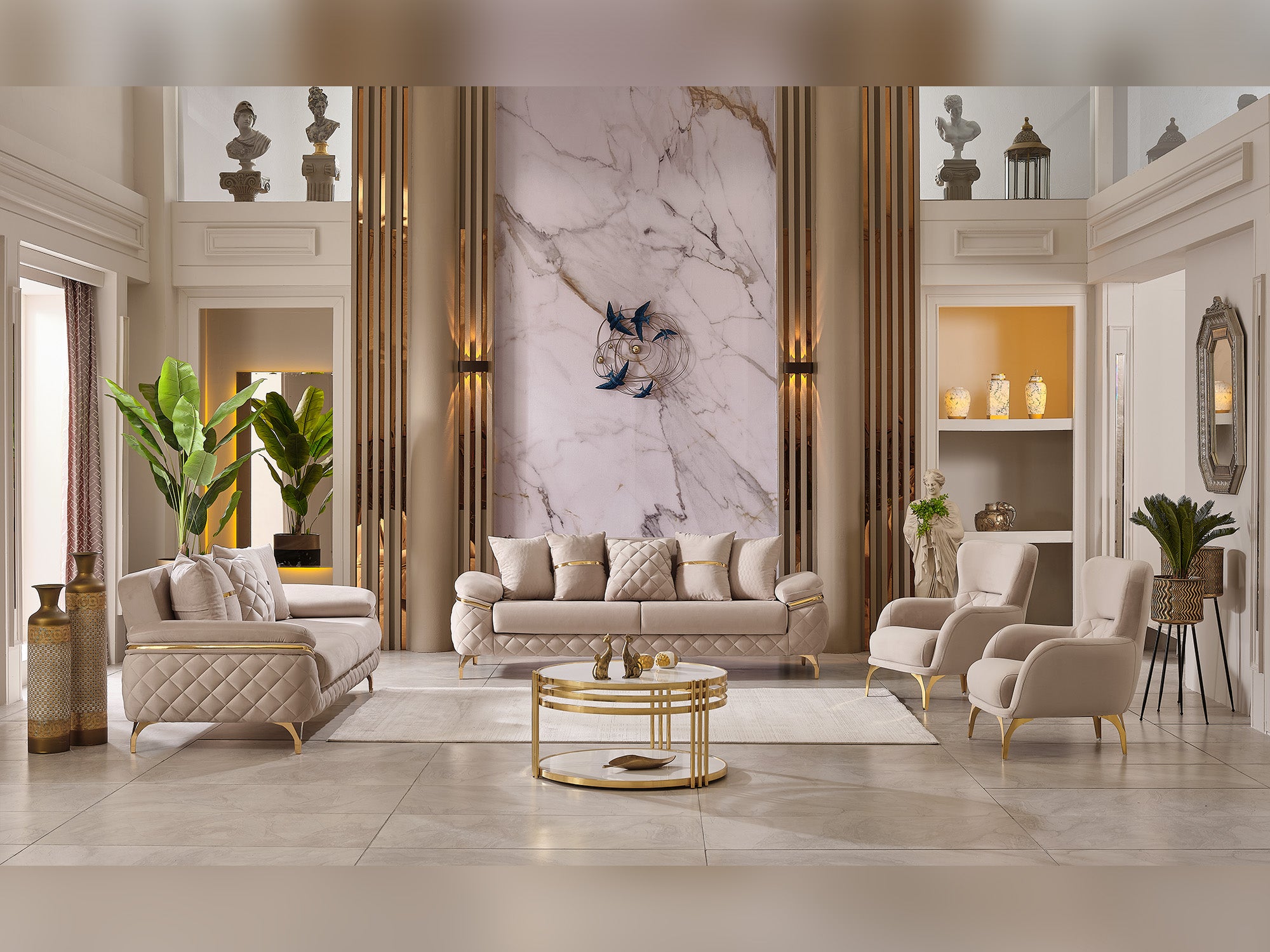 Orlando Convertible Livingroom (2 Sofa & 2 Chair) Beige