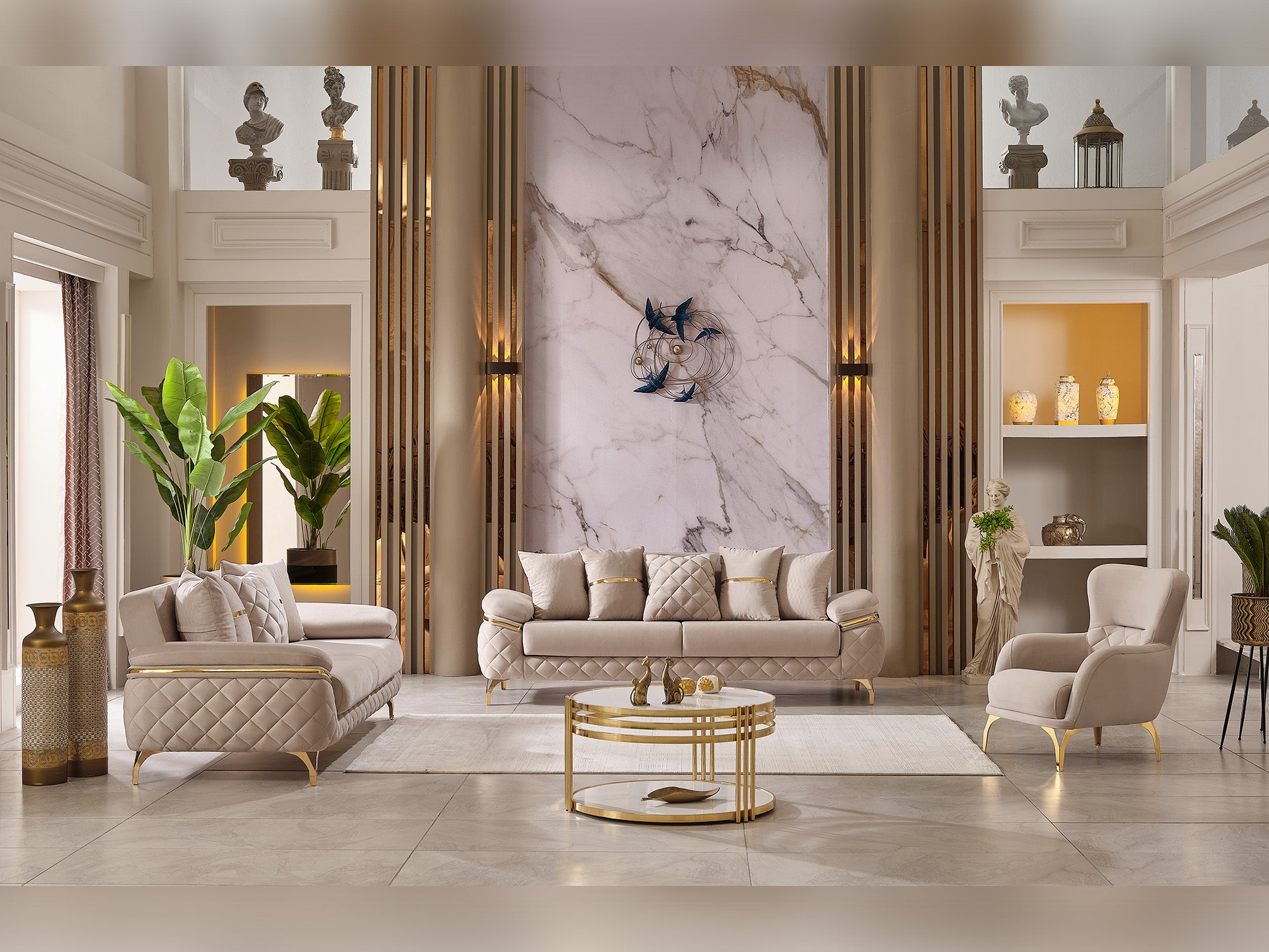 Orlando Convertible Livingroom (2 Sofa & 2 Chair) Beige